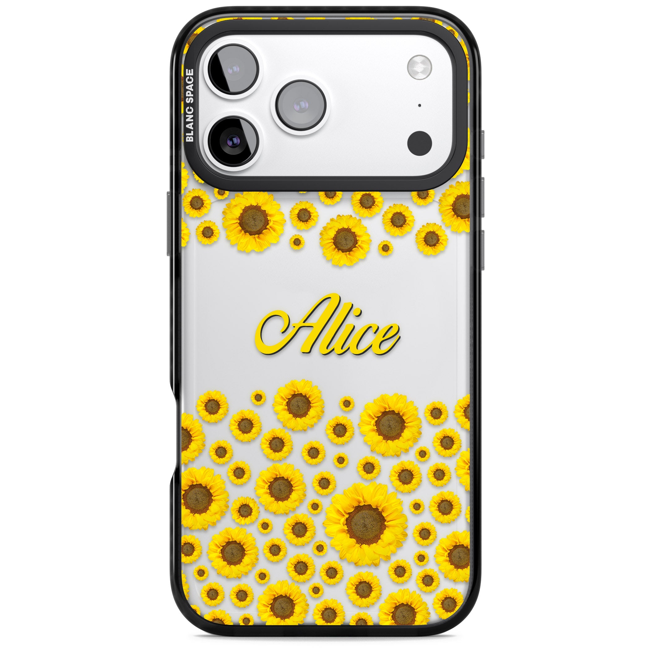 Personalised Sunflowers iPhone 17 Pro Impact Black Phone Case