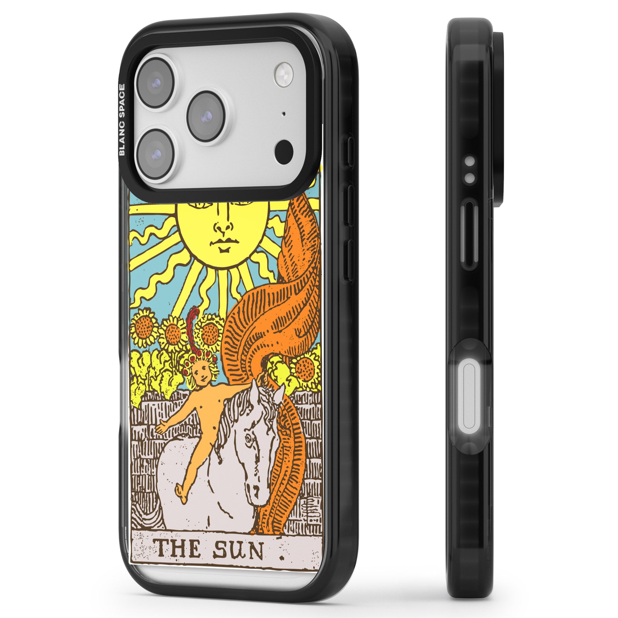 Personalised The Sun Tarot Card (Color) iPhone 17 Pro Impact Black Phone Case Side Profile