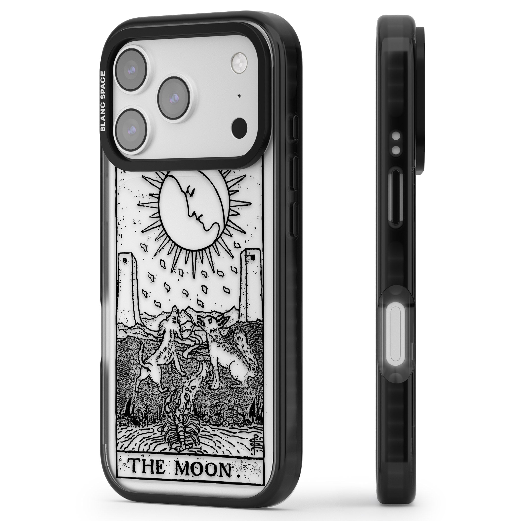 Personalised The Moon Tarot Card (Clear) iPhone 17 Pro Max Impact Black Phone Case Side Profile