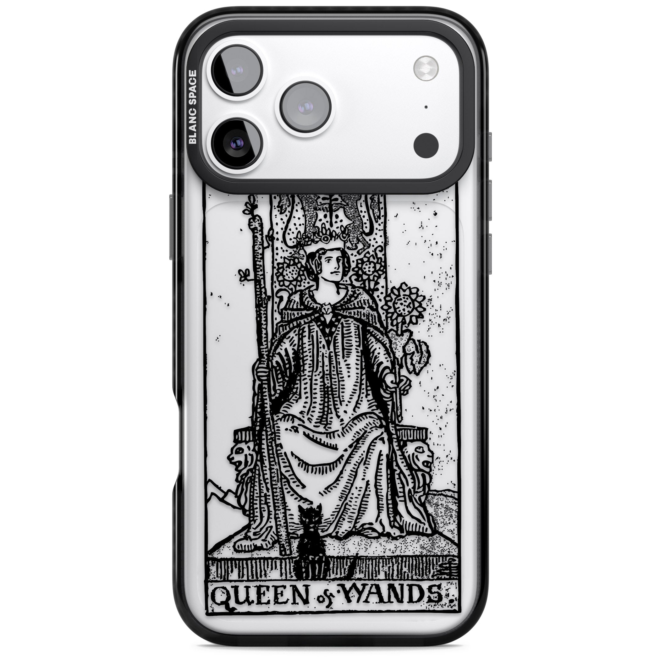 Personalised Queen Of Wands Tarot Card (Clear) iPhone 17 Pro Impact Black Phone Case
