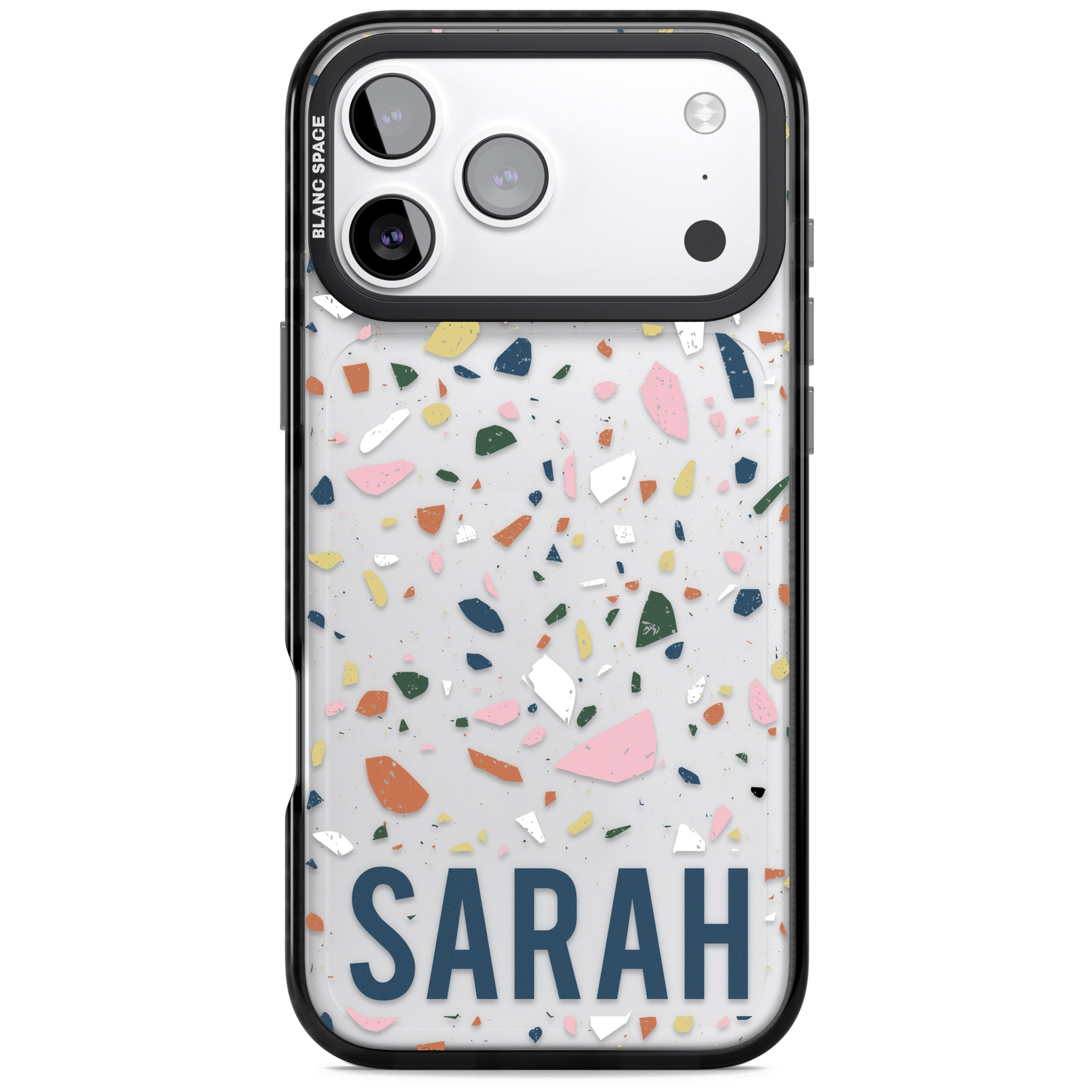 Personalised Terrazzo iPhone 17 Pro Impact Black Phone Case