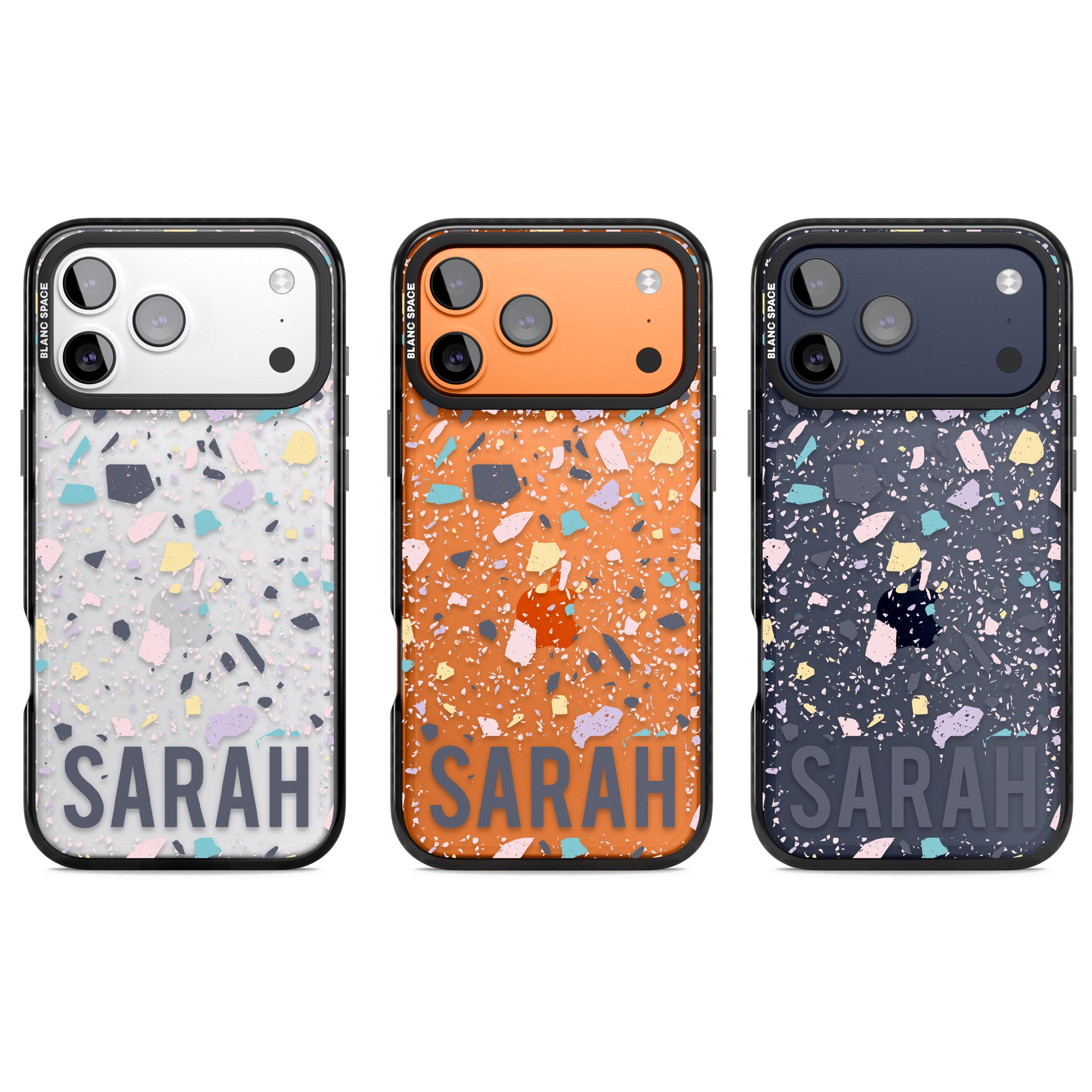 Personalised Pastel Terrazzo iPhone 17 Pro Impact Black Phone Case APT Impact Protection