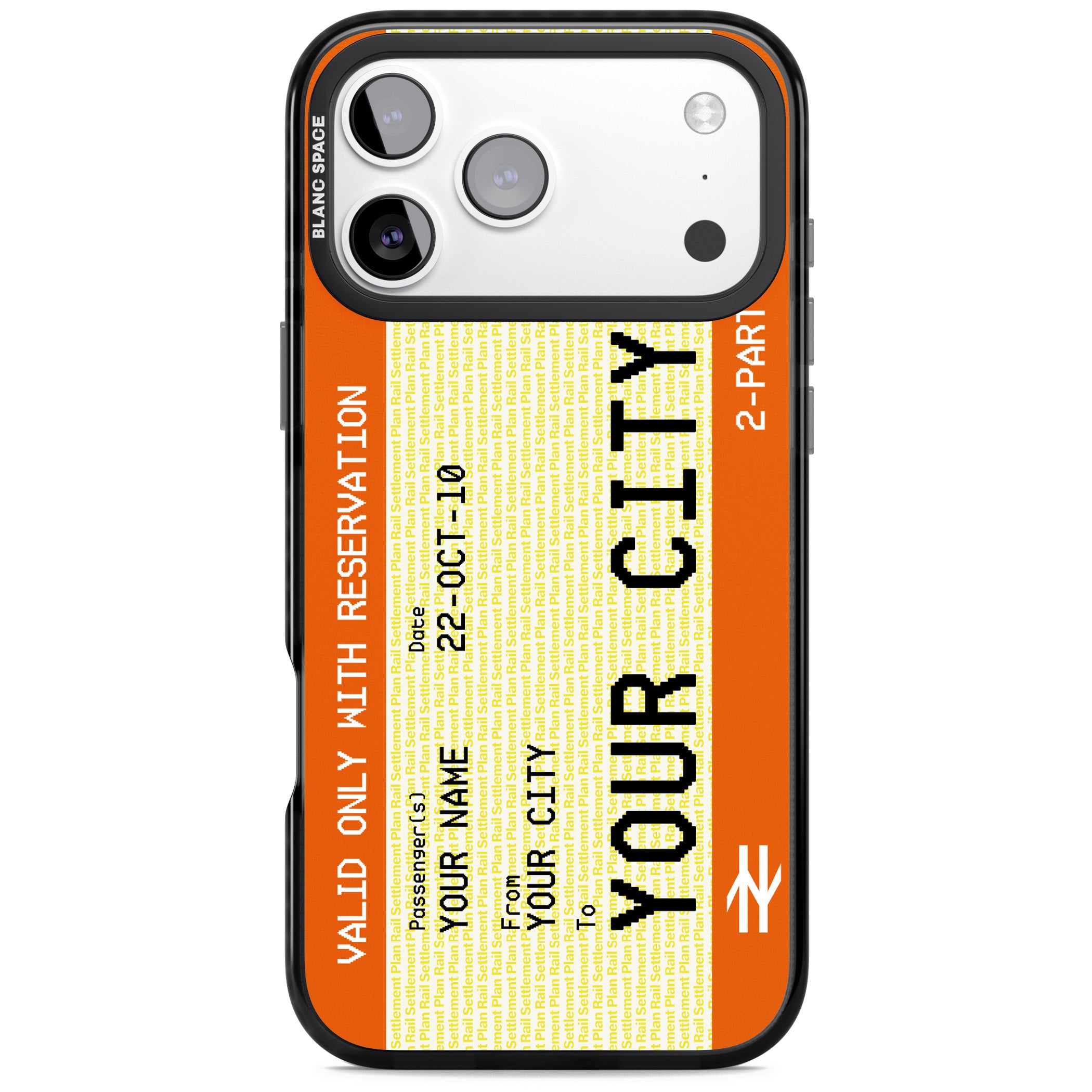 Personalised Create Your Own Train Ticket iPhone 17 Pro Max Impact Black Phone Case