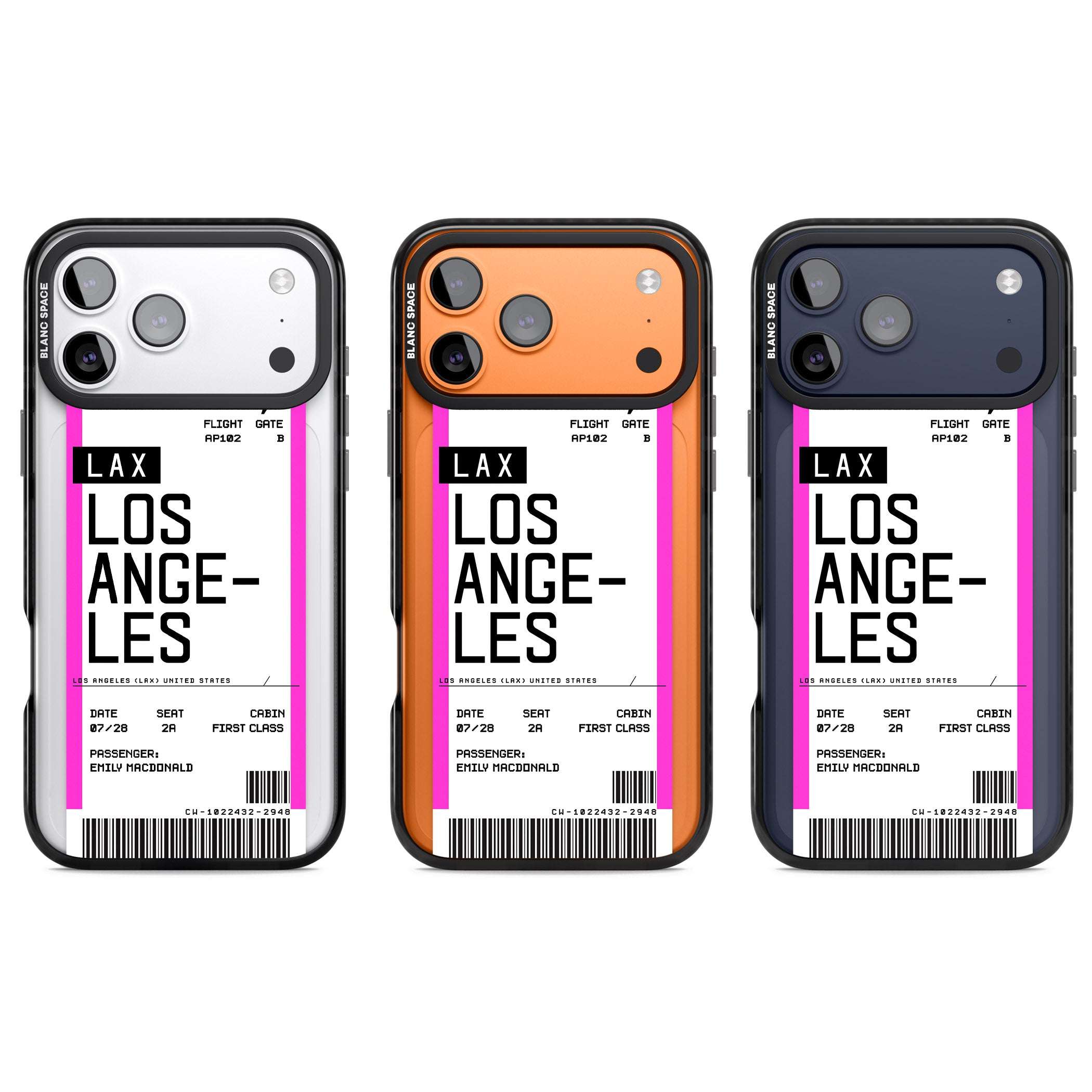 Personalised Los Angeles Boarding Pass iPhone 17 Pro Impact Black Phone Case APT Impact Protection