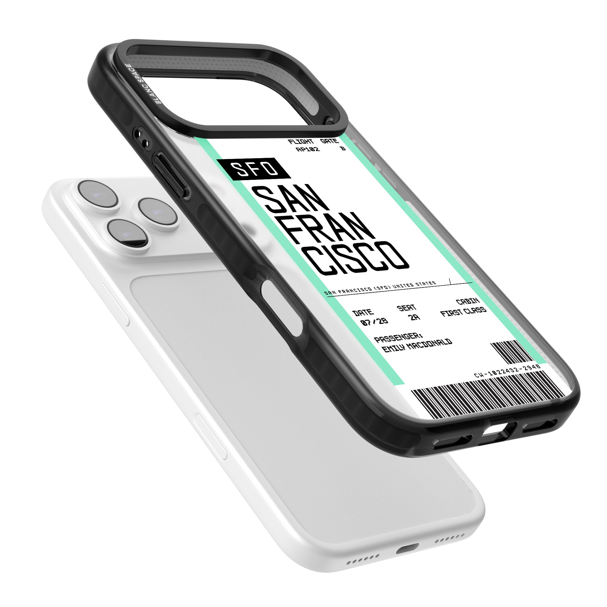 Personalised San Francisco Boarding Pass iPhone 17 Pro Max Impact Black Phone Case Colours