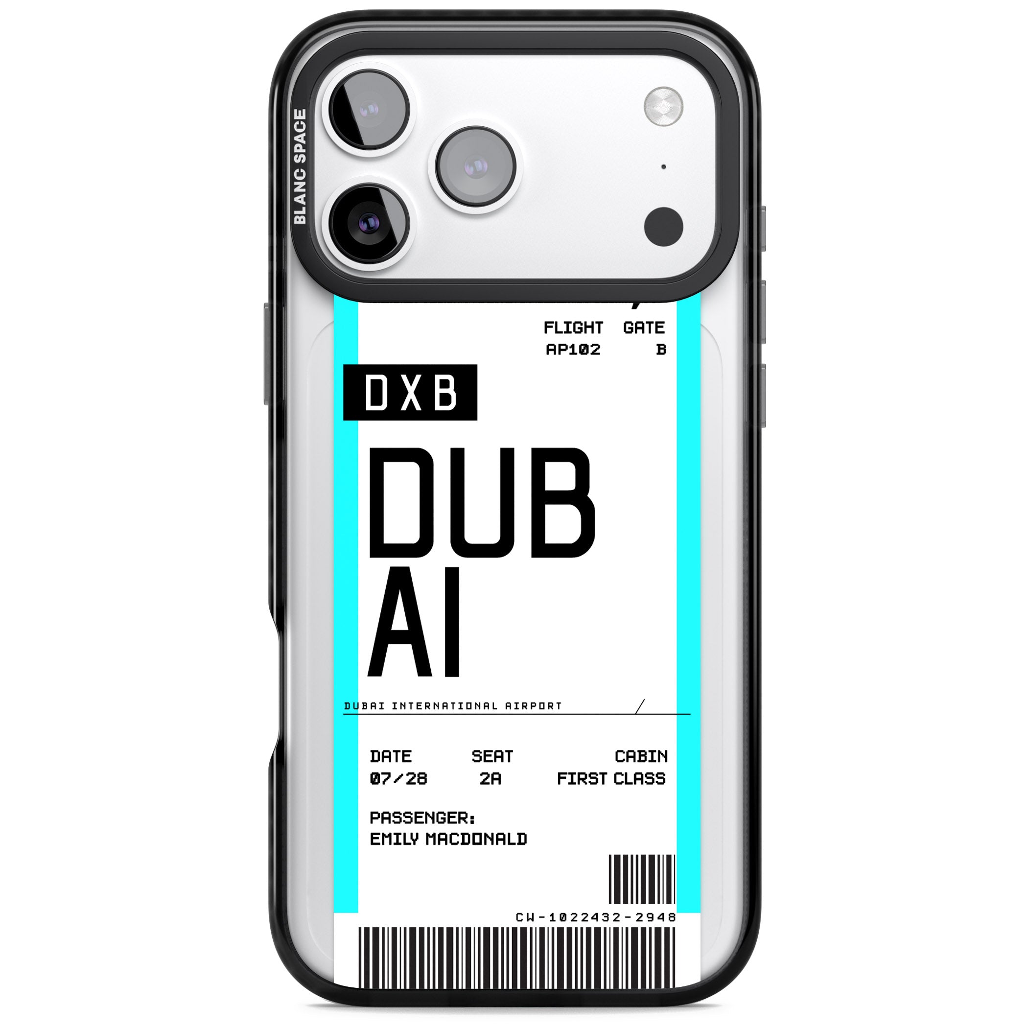 Personalised Dubai Boarding Pass iPhone 17 Pro Impact Black Phone Case