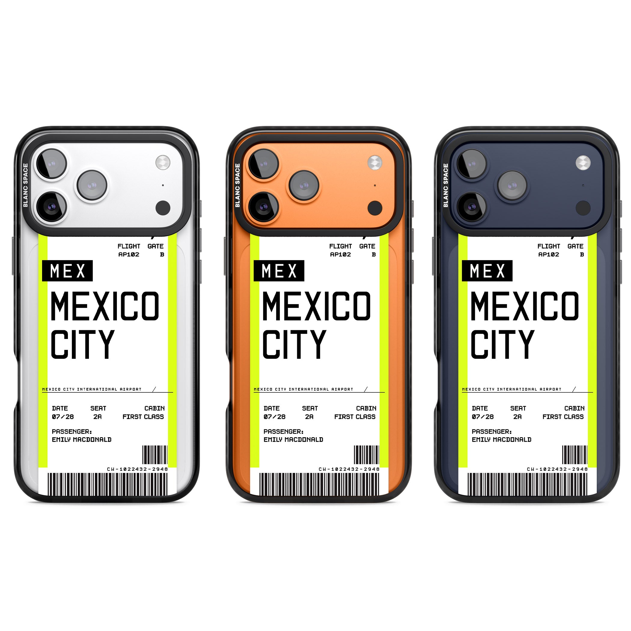 Personalised Mexico City Boarding Pass iPhone 17 Pro Impact Black Phone Case APT Impact Protection