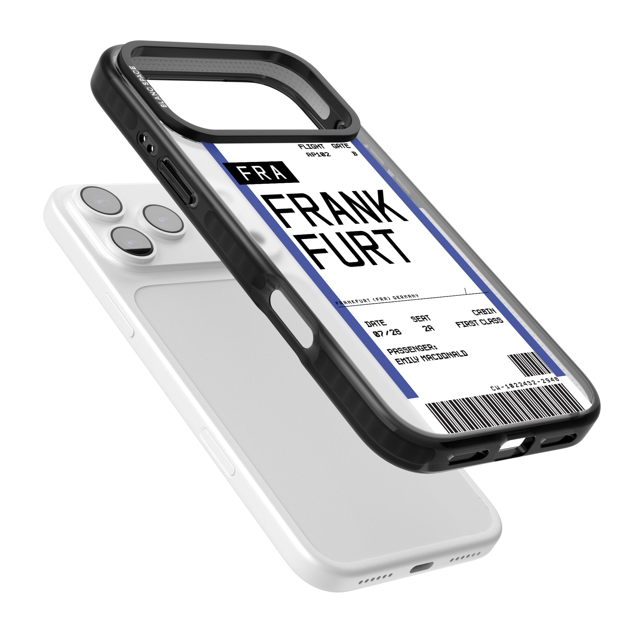 Personalised Frankfurt Boarding Pass iPhone 17 Pro Impact Black Phone Case Colours