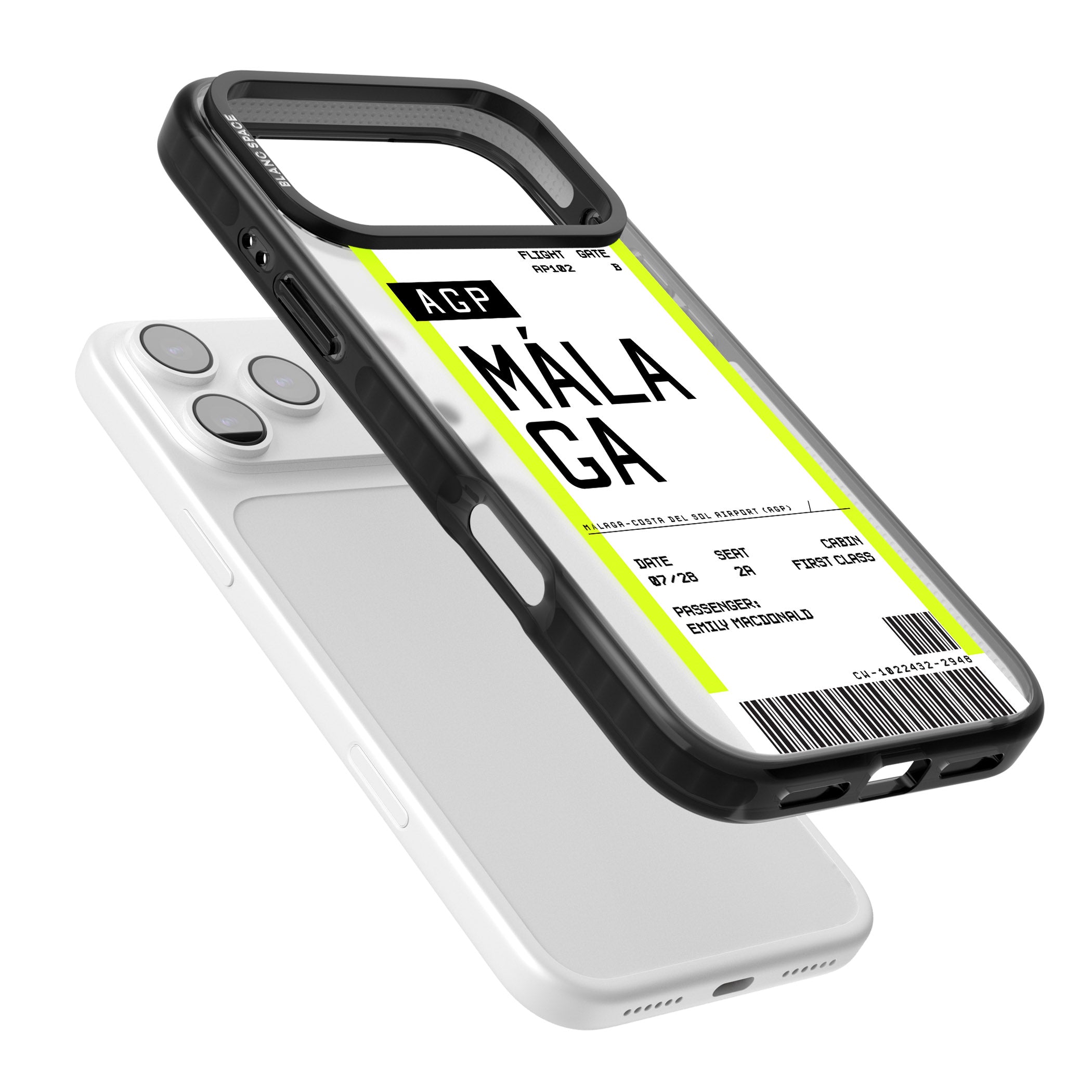 Personalised Málaga Boarding Pass iPhone 17 Pro Impact Black Phone Case Colours