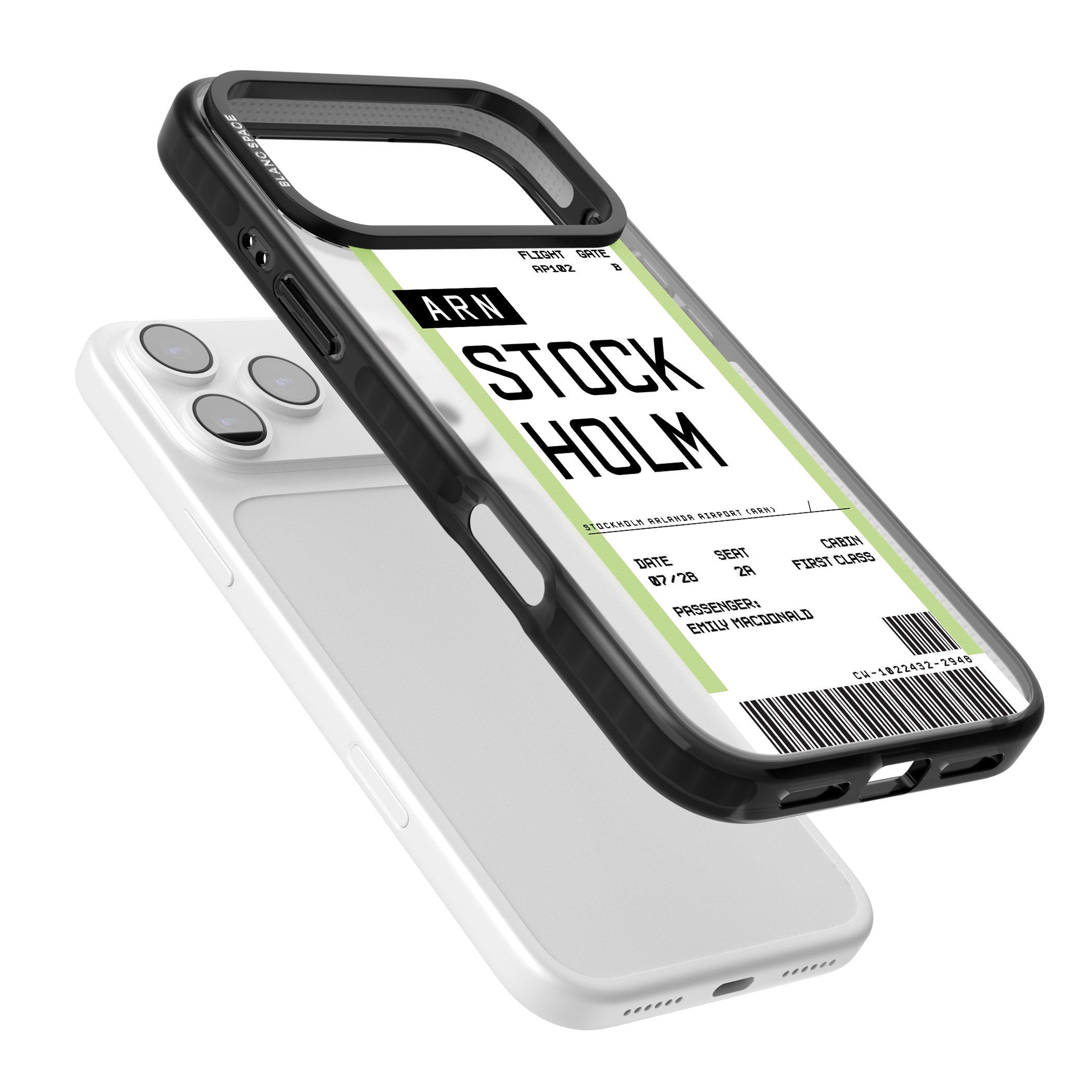 Personalised Stockholm Boarding Pass iPhone 17 Pro Impact Black Phone Case Colours
