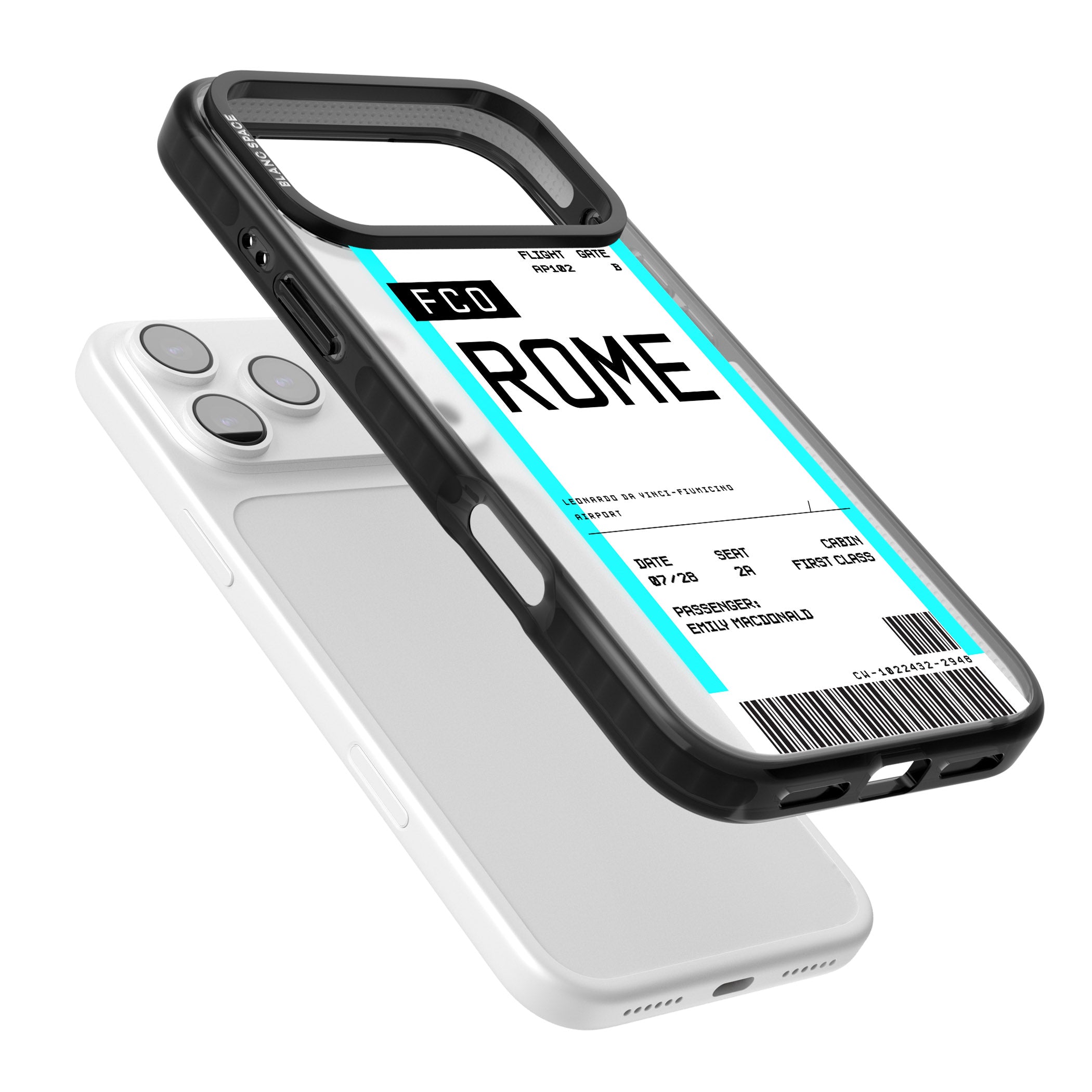 Personalised Rome Boarding Pass iPhone 17 Pro Max Impact Black Phone Case Colours