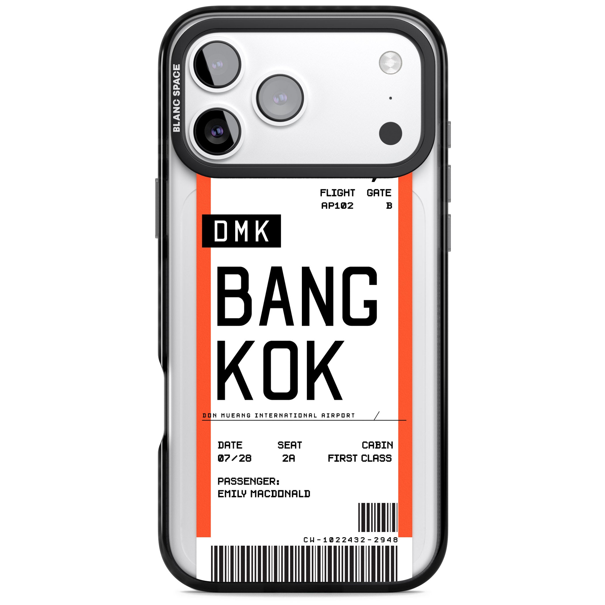 Personalised Bangkok Boarding Pass iPhone 17 Pro Max Impact Black Phone Case