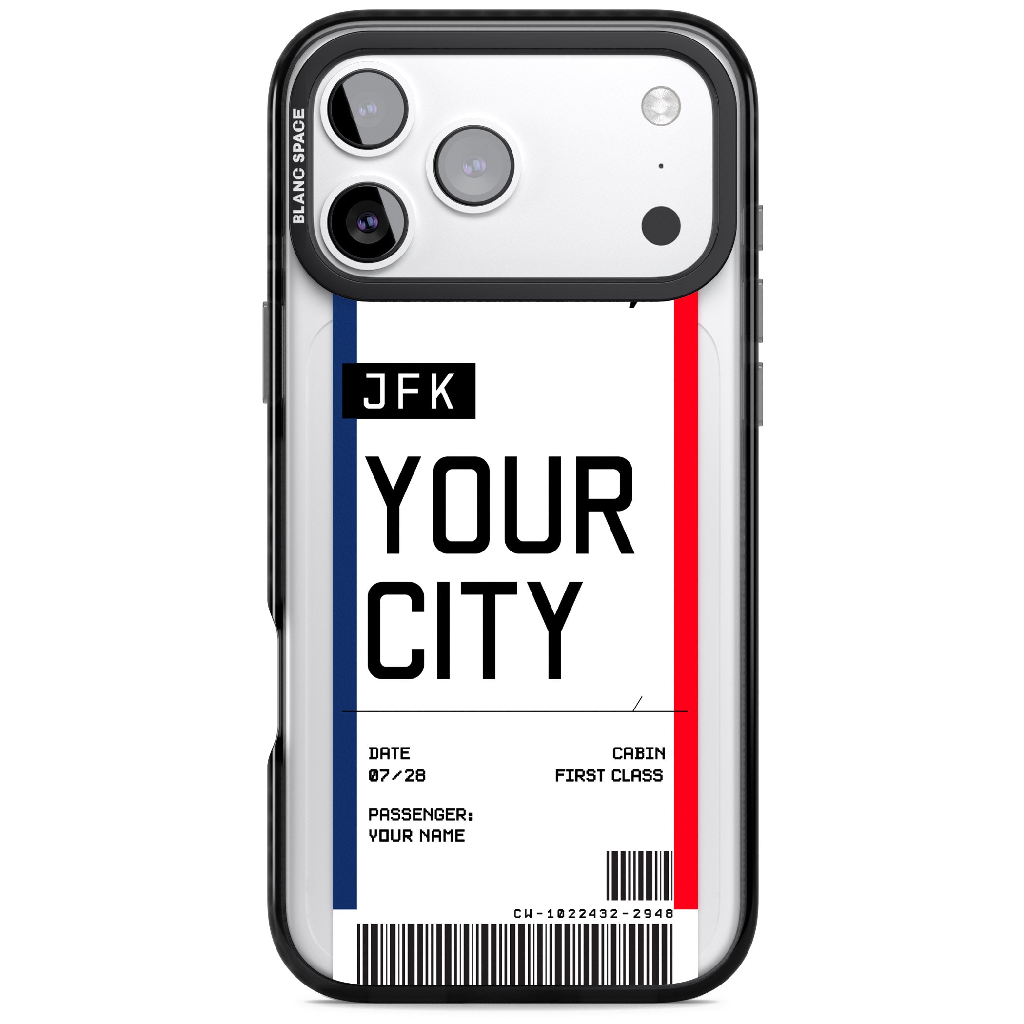 Personalised Create Your Own Boarding Pass Ticket iPhone 17 Pro Impact Black Phone Case