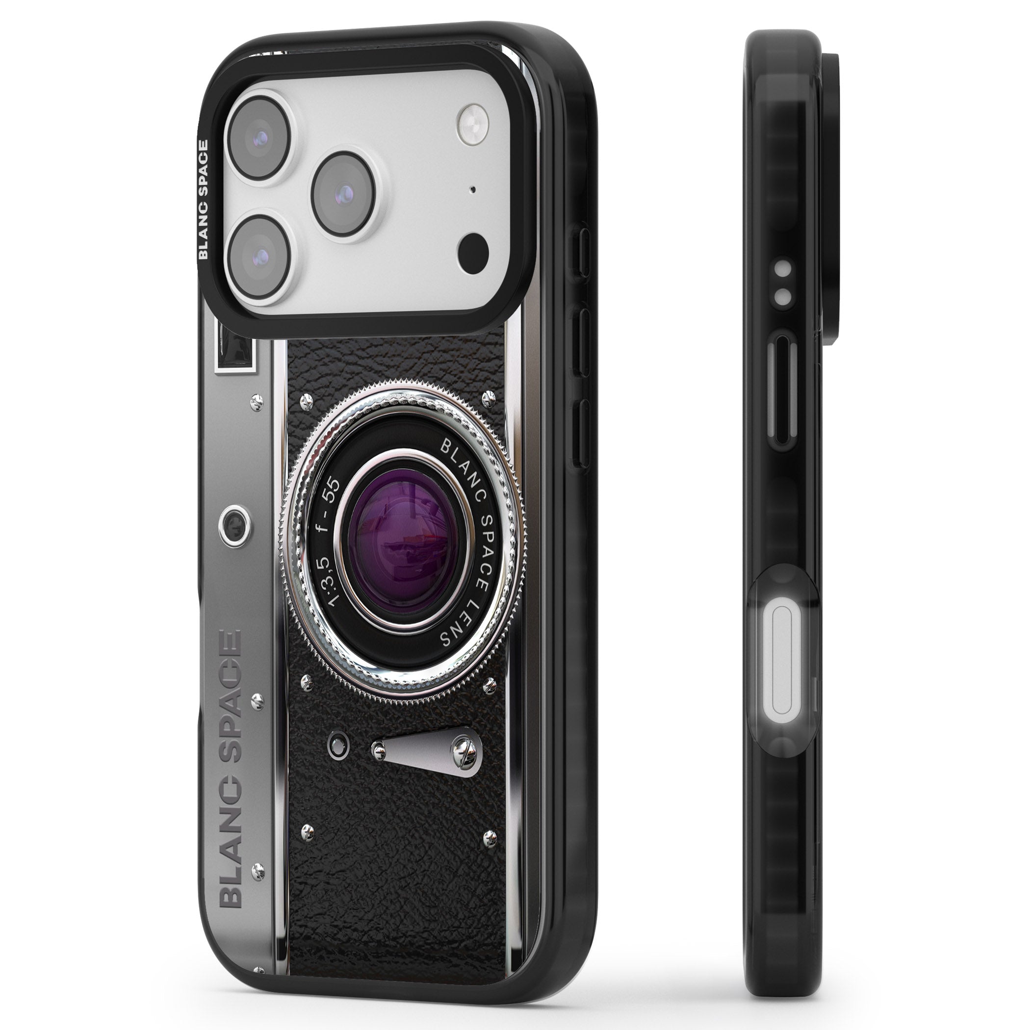 Vintage Retro Classic Camera iPhone 17 Pro Impact Black Phone Case Side Profile