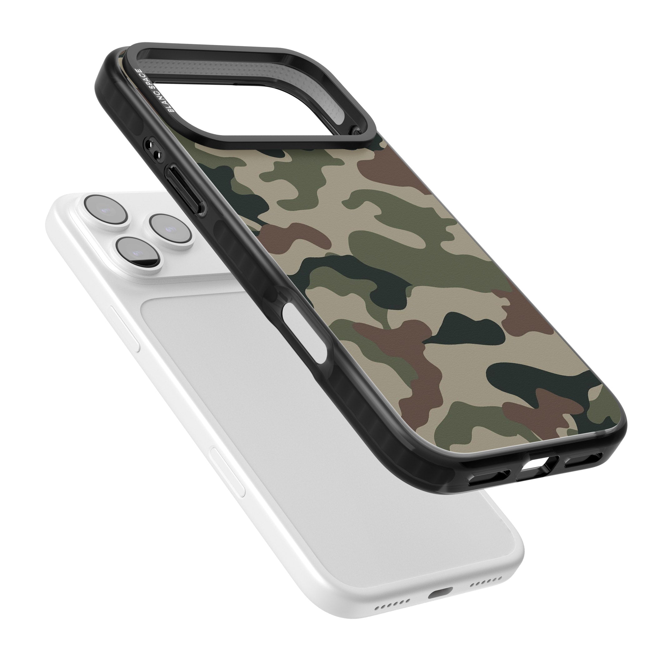 Green And Brown Camo iPhone 17 Pro Max Impact Black Phone Case Colours