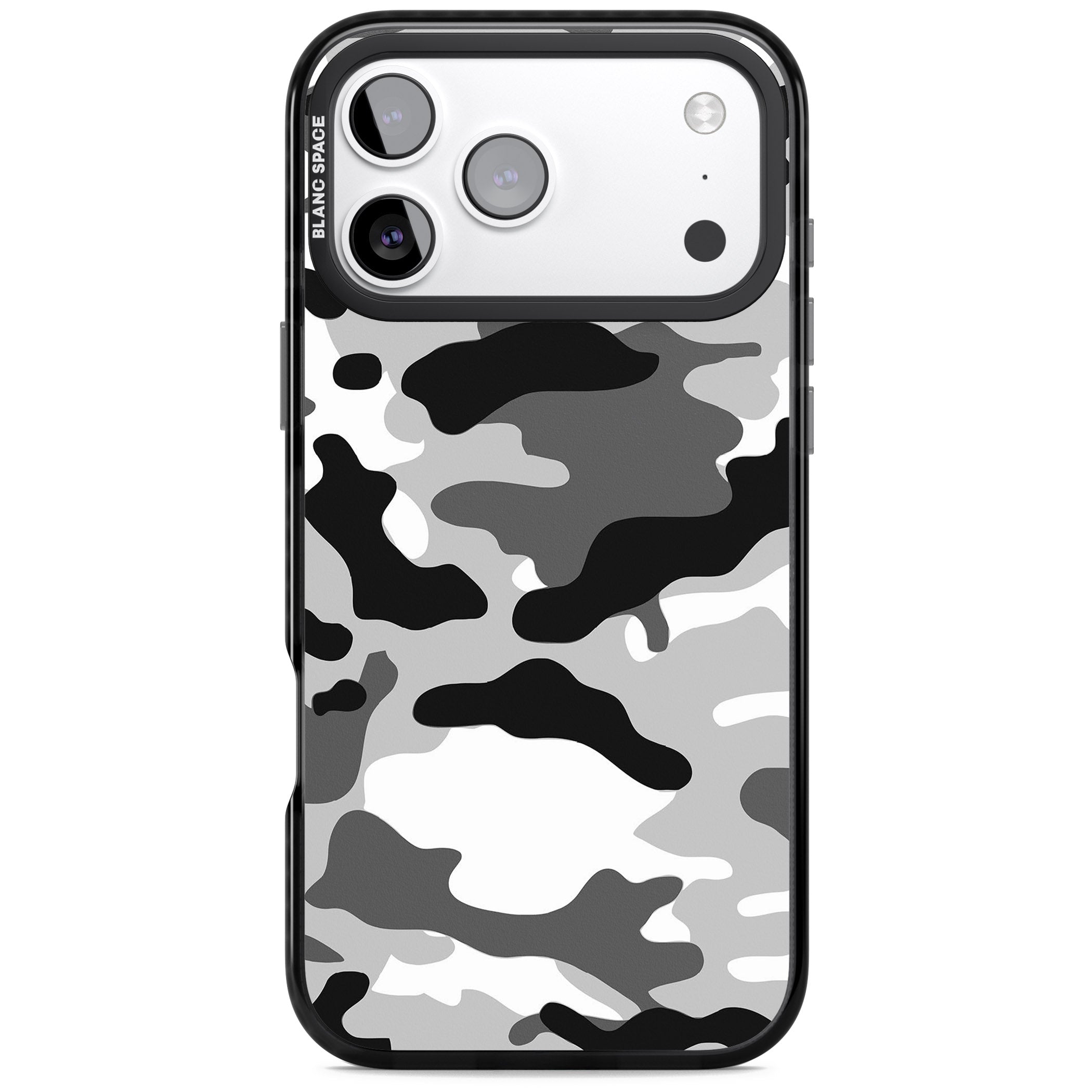 Grey Black Urban Camo iPhone 17 Pro Impact Black Phone Case