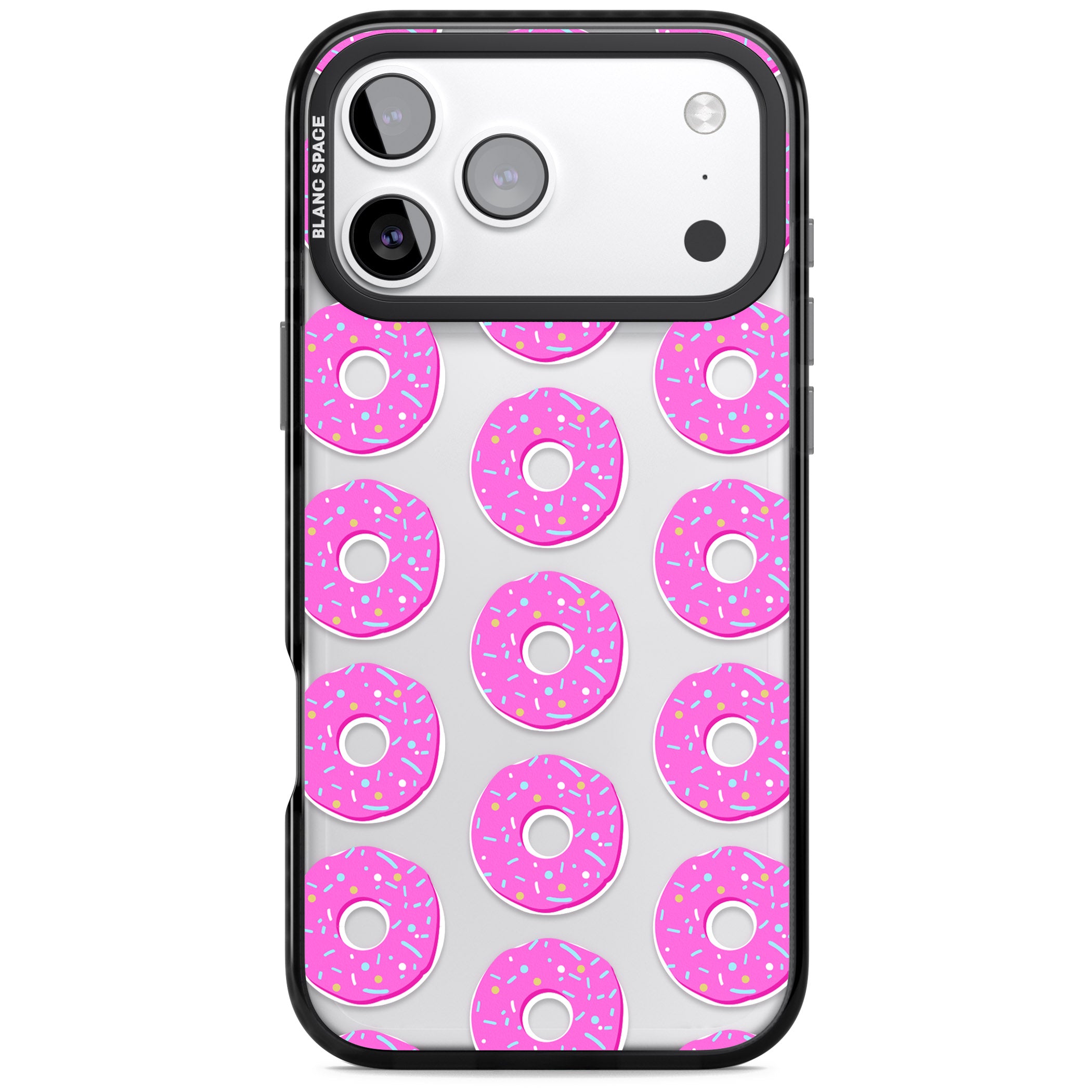 Pink Donut Pattern iPhone 17 Pro Max Impact Black Phone Case