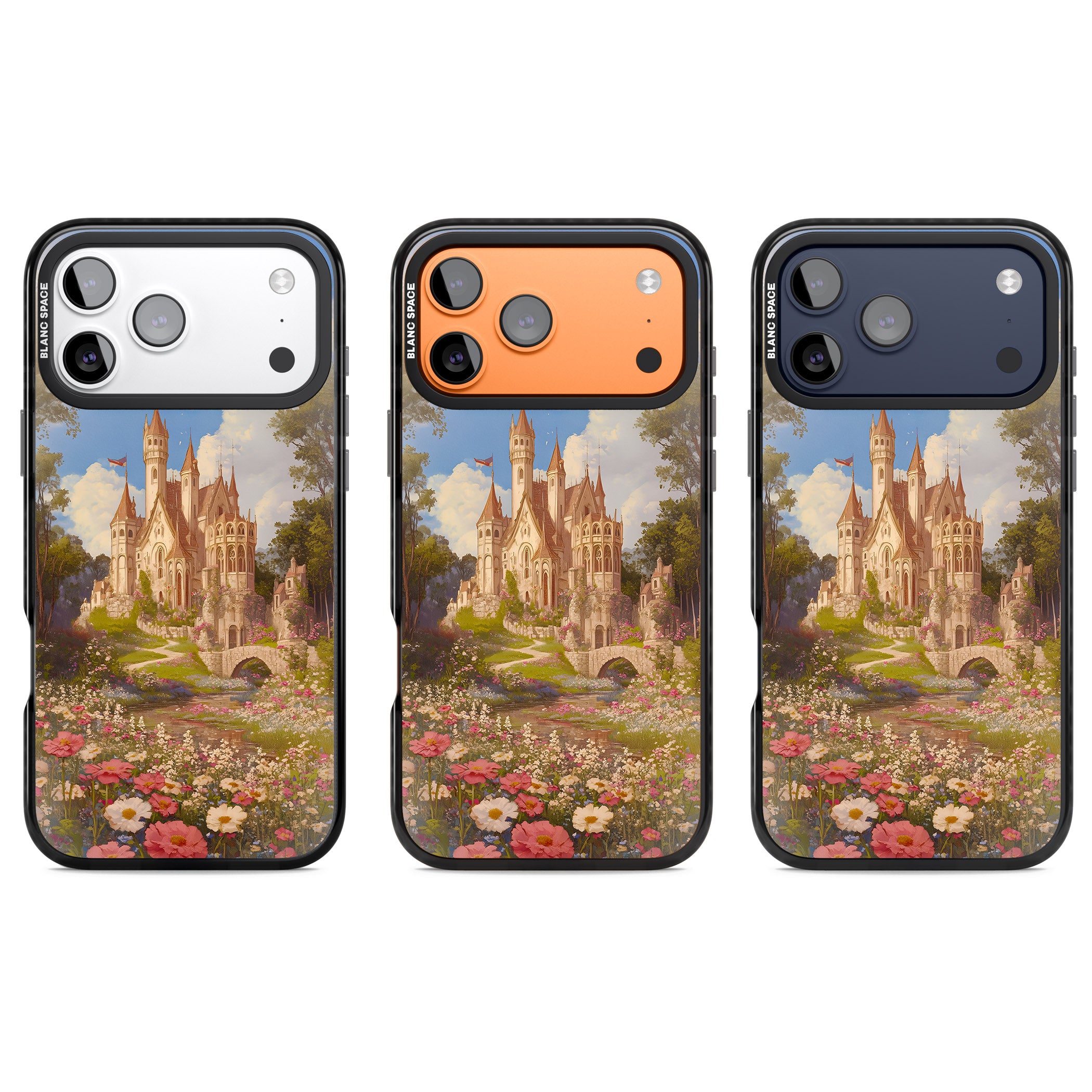 Castle Flower Fields iPhone 17 Pro Impact Black Phone Case APT Impact Protection