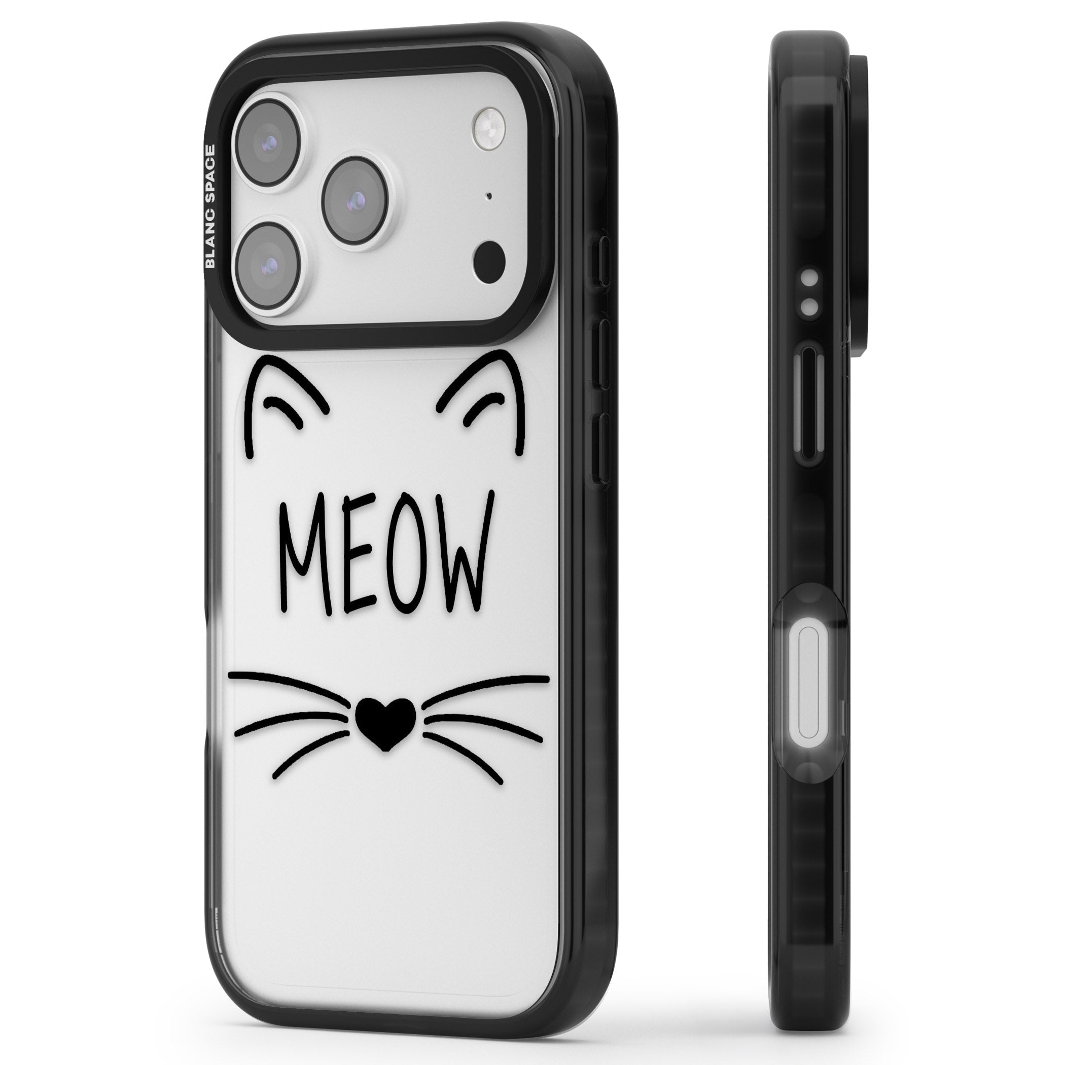 Cat Whiskers iPhone 17 Pro Impact Black Phone Case Side Profile