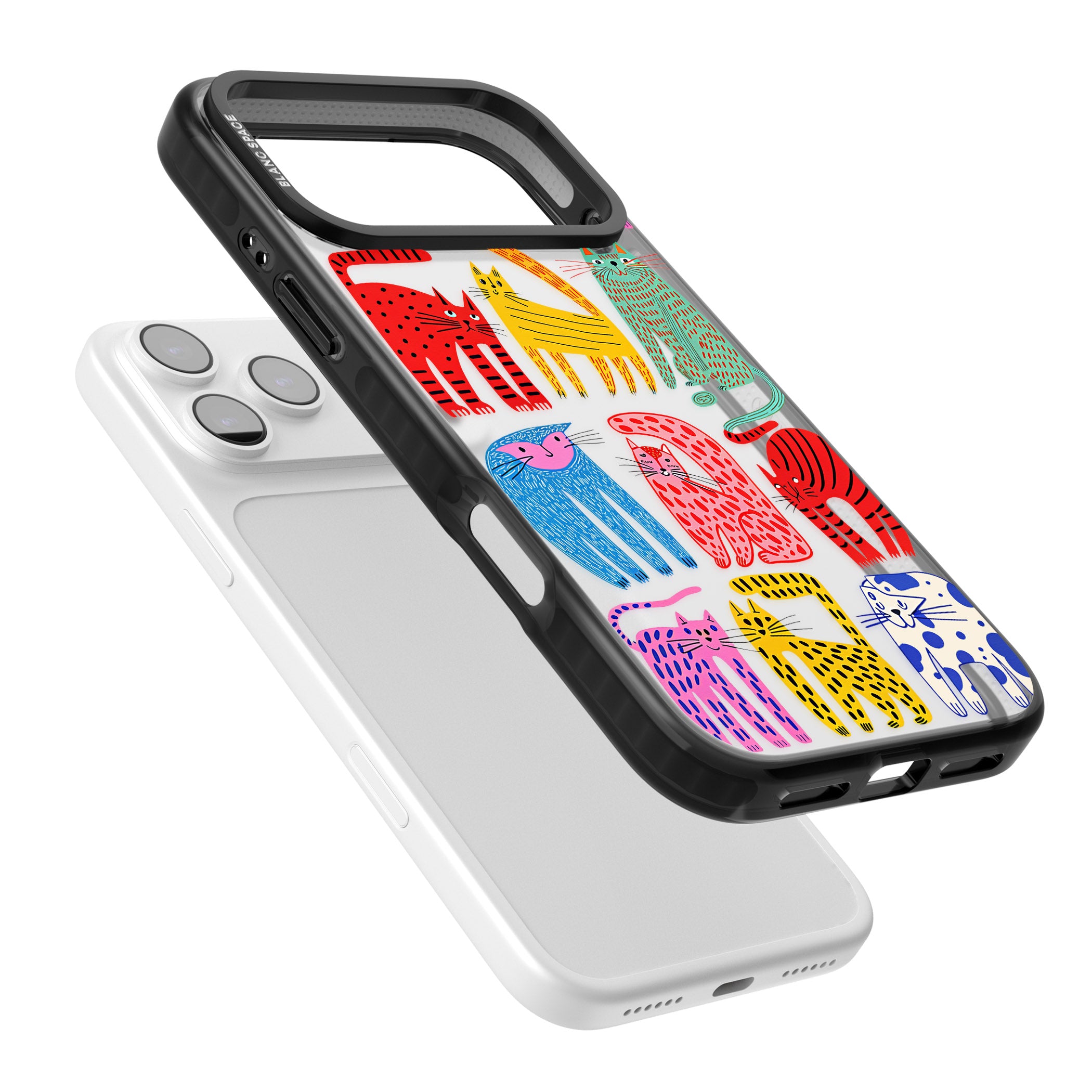Abstract Colourful Cats iPhone 17 Pro Impact Black Phone Case Colours