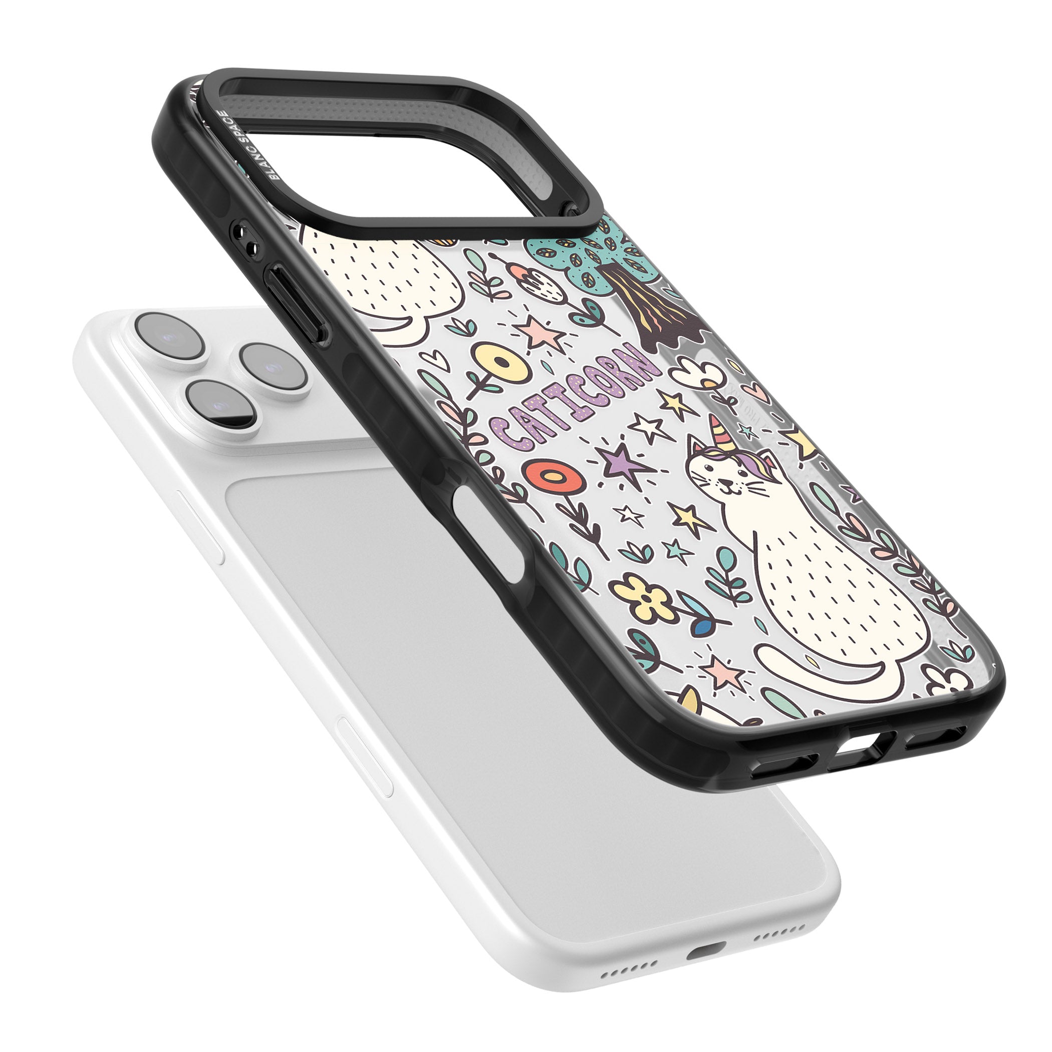 Caticorn Pattern iPhone 17 Pro Max Impact Black Phone Case Colours