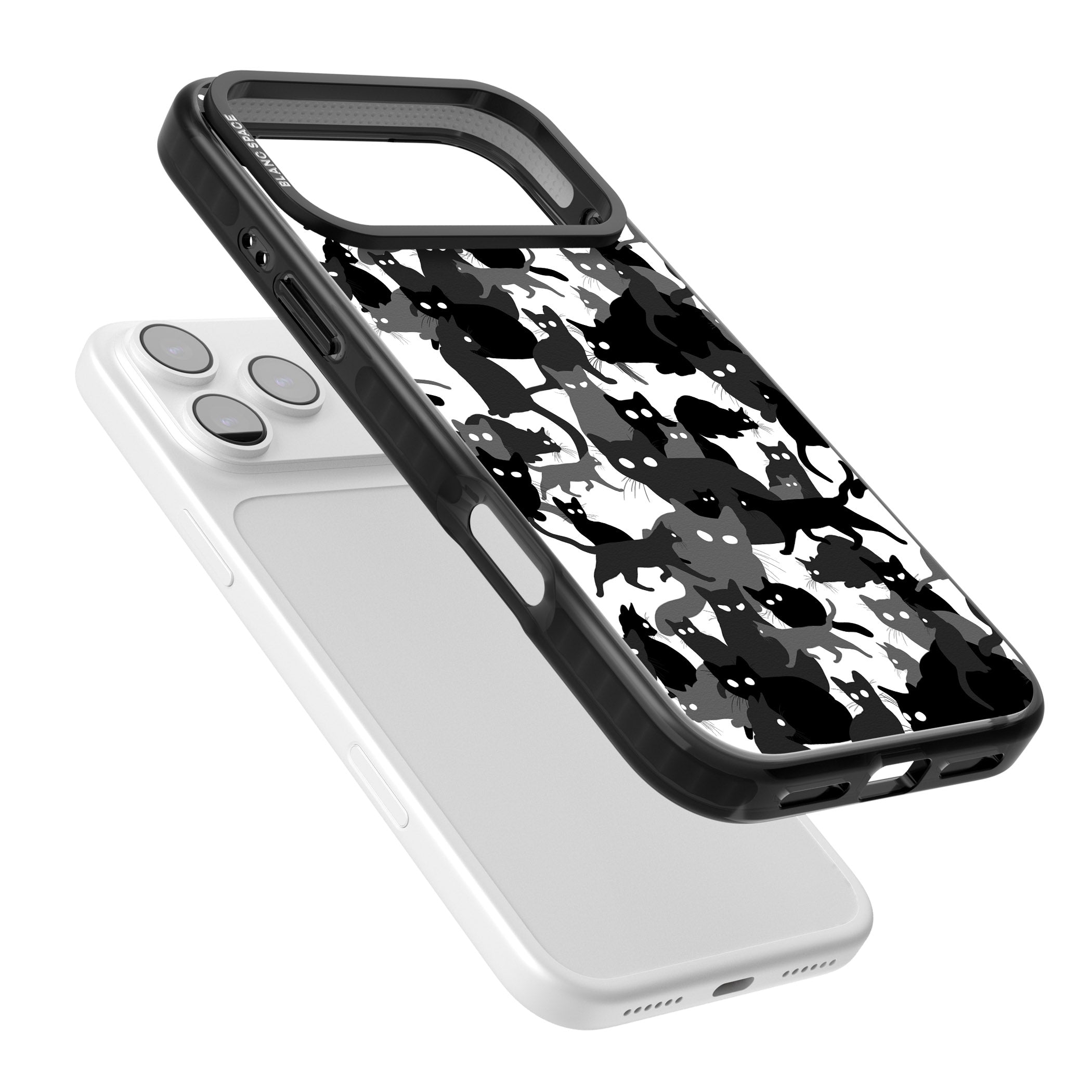 Black & White Cat Camouflage iPhone 17 Pro Impact Black Phone Case Colours