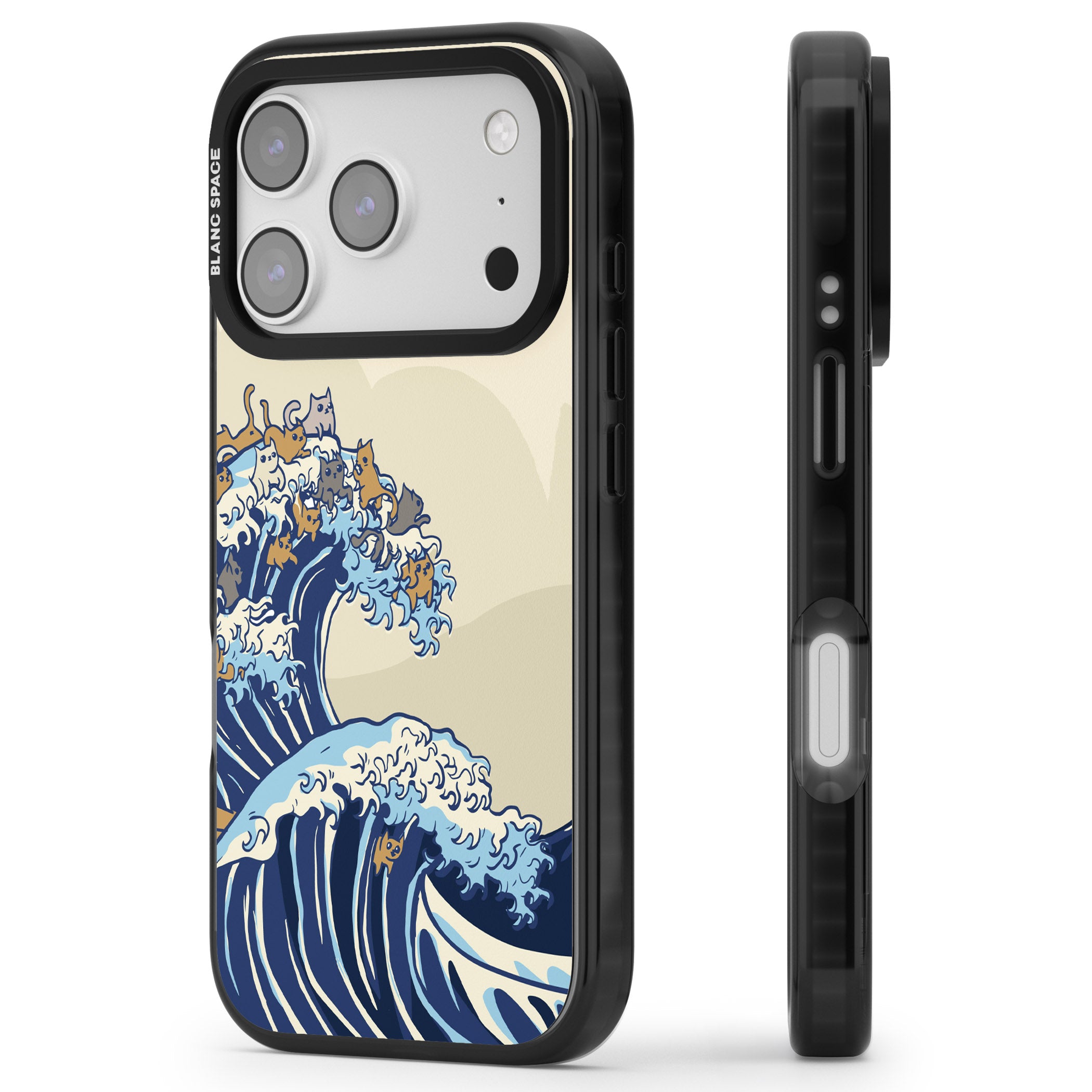 The Great Cat Wave iPhone 17 Pro Impact Black Phone Case Side Profile