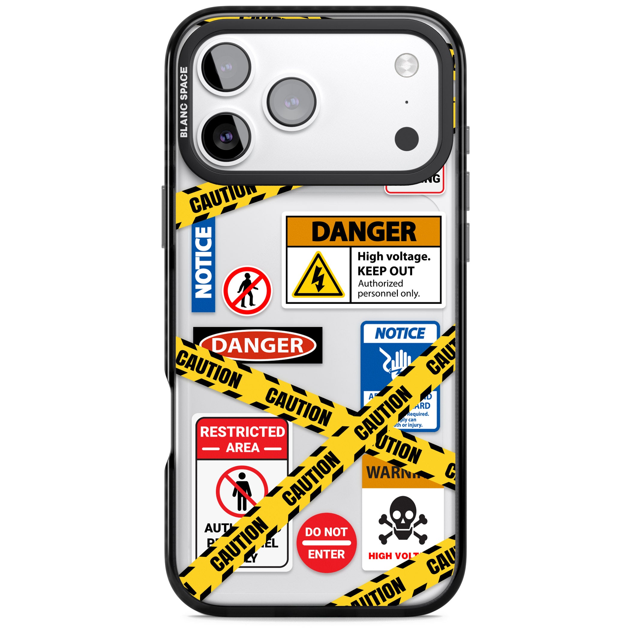 Caution Sign iPhone 17 Pro Max Impact Black Phone Case