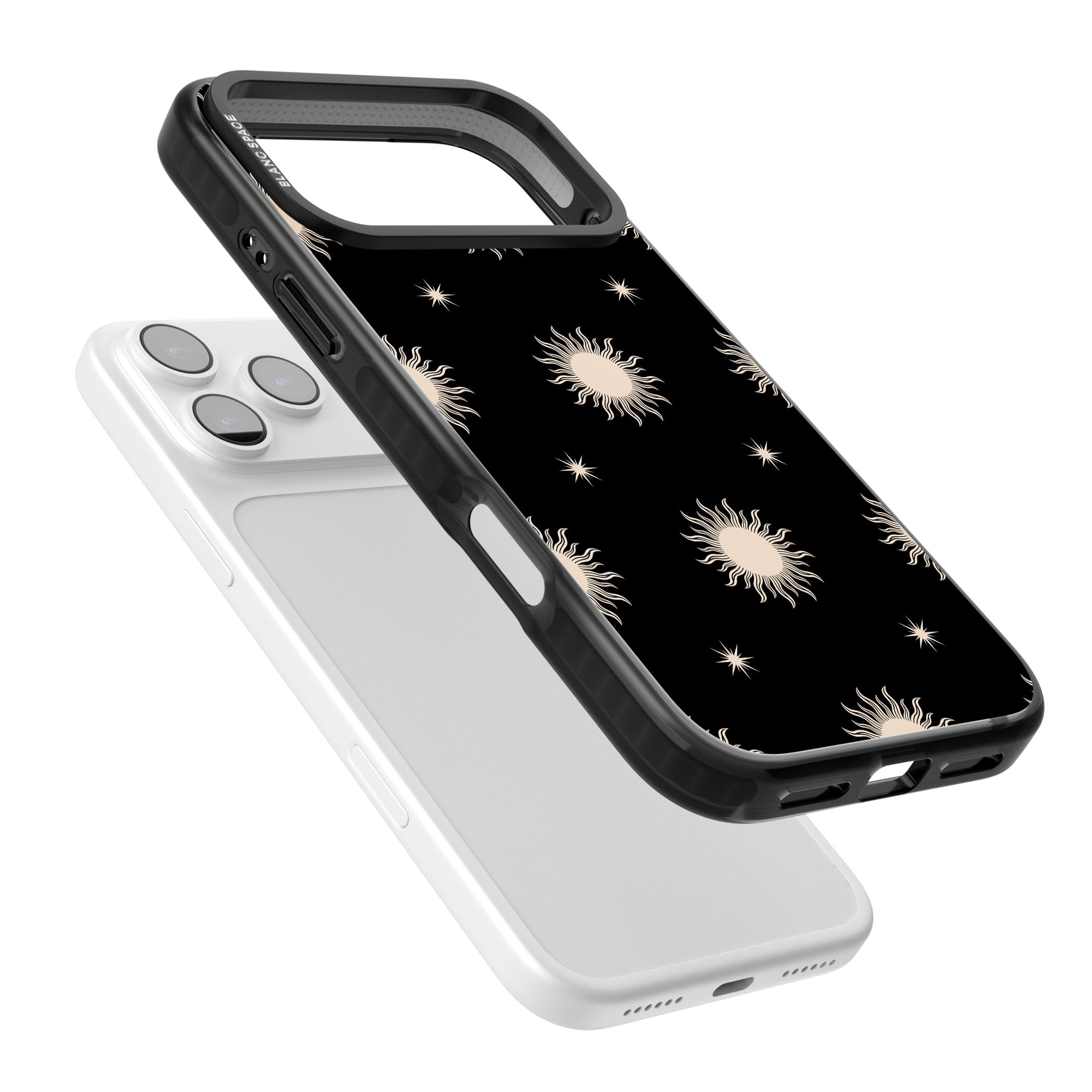 Celestial Patterns Classic Suns (Black) iPhone 17 Pro Impact Black Phone Case Colours