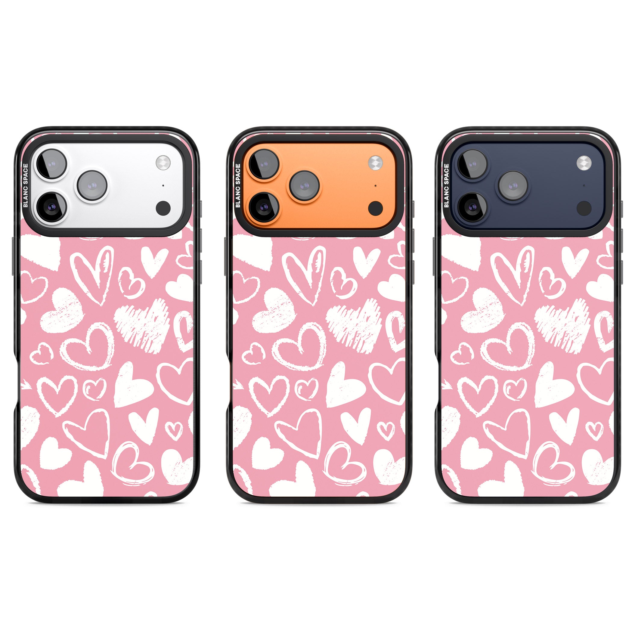 Chalk Hearts iPhone 17 Pro Impact Black Phone Case APT Impact Protection
