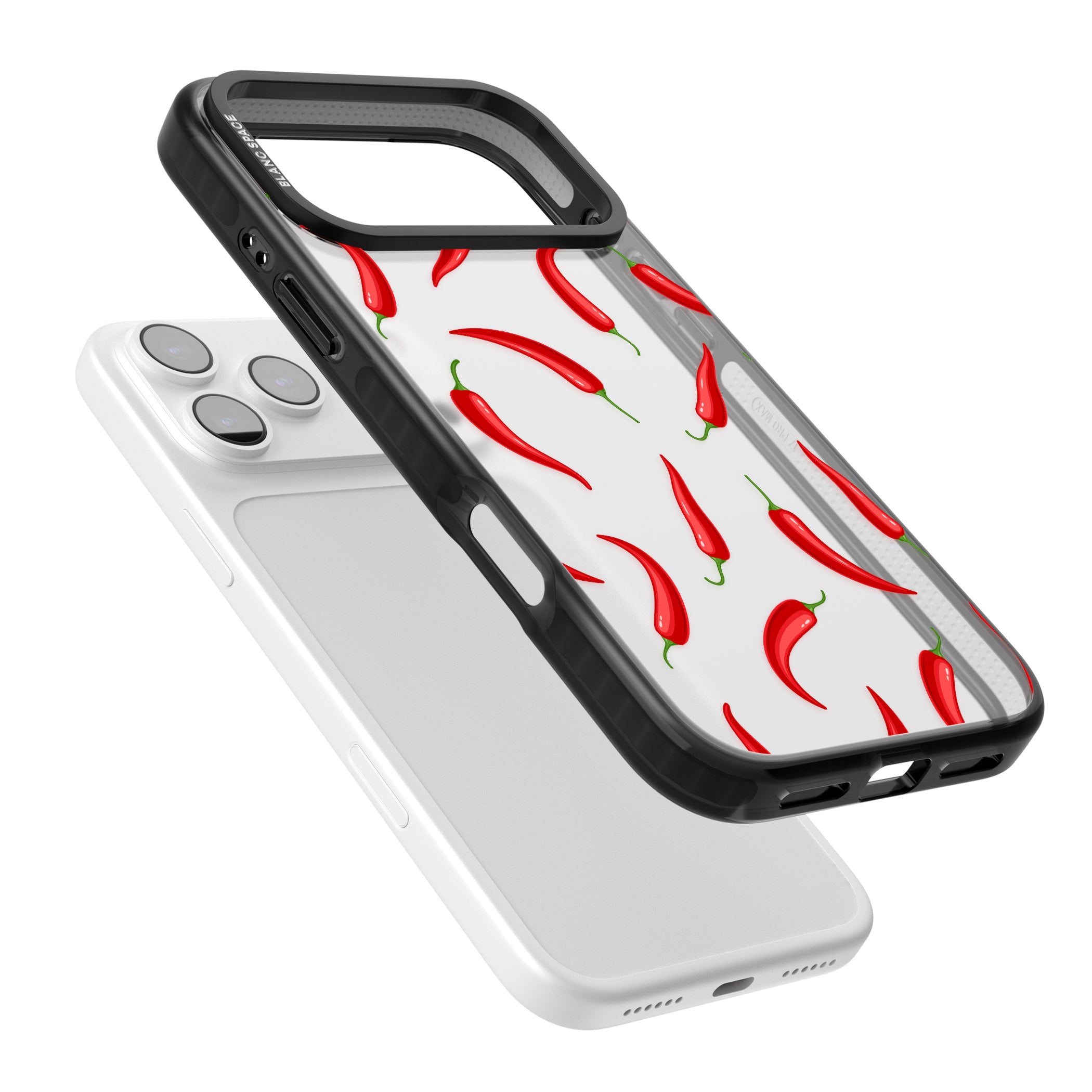 Chilli Pattern iPhone 17 Pro Max Impact Black Phone Case Colours