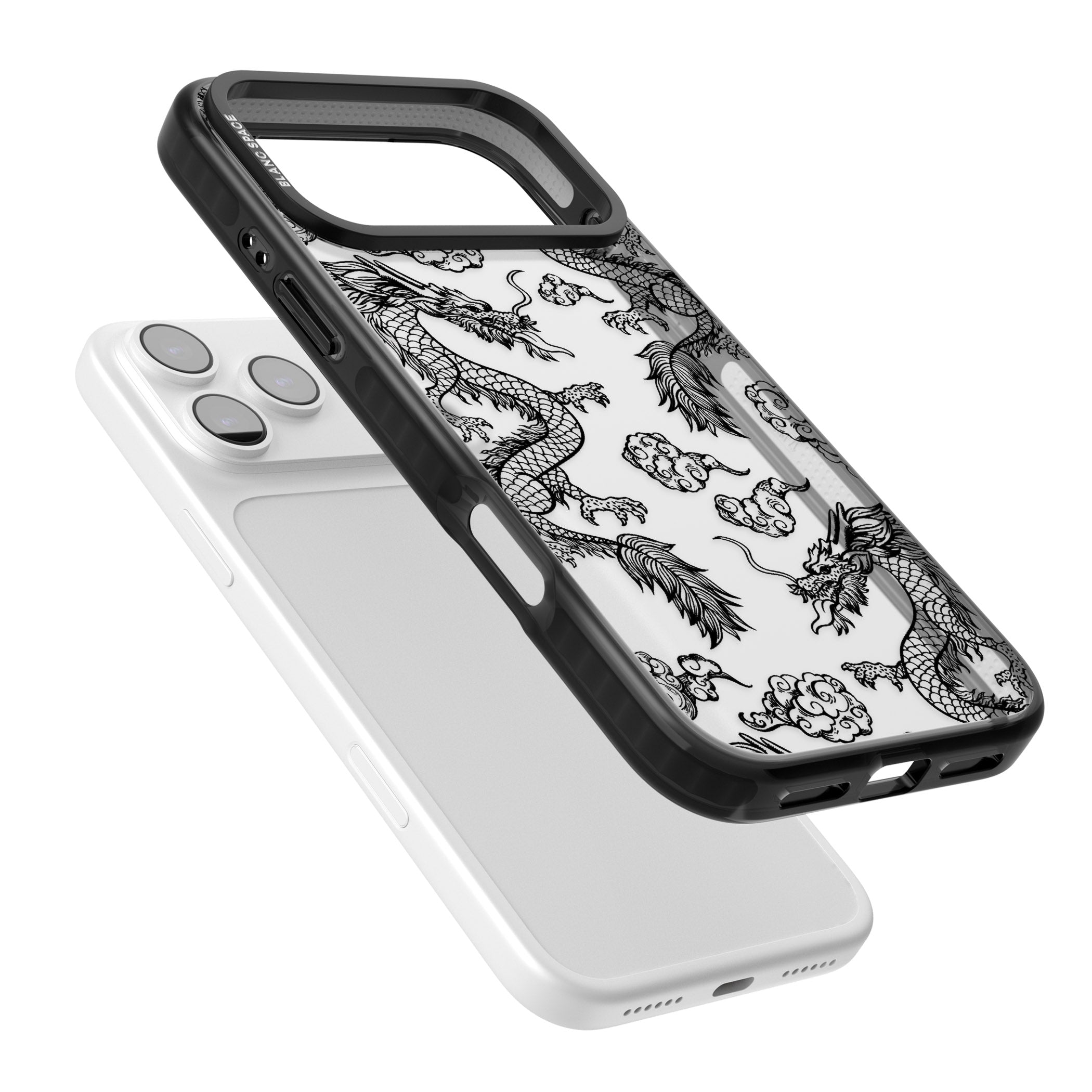Black Dragon Pattern iPhone 17 Pro Max Impact Black Phone Case Colours