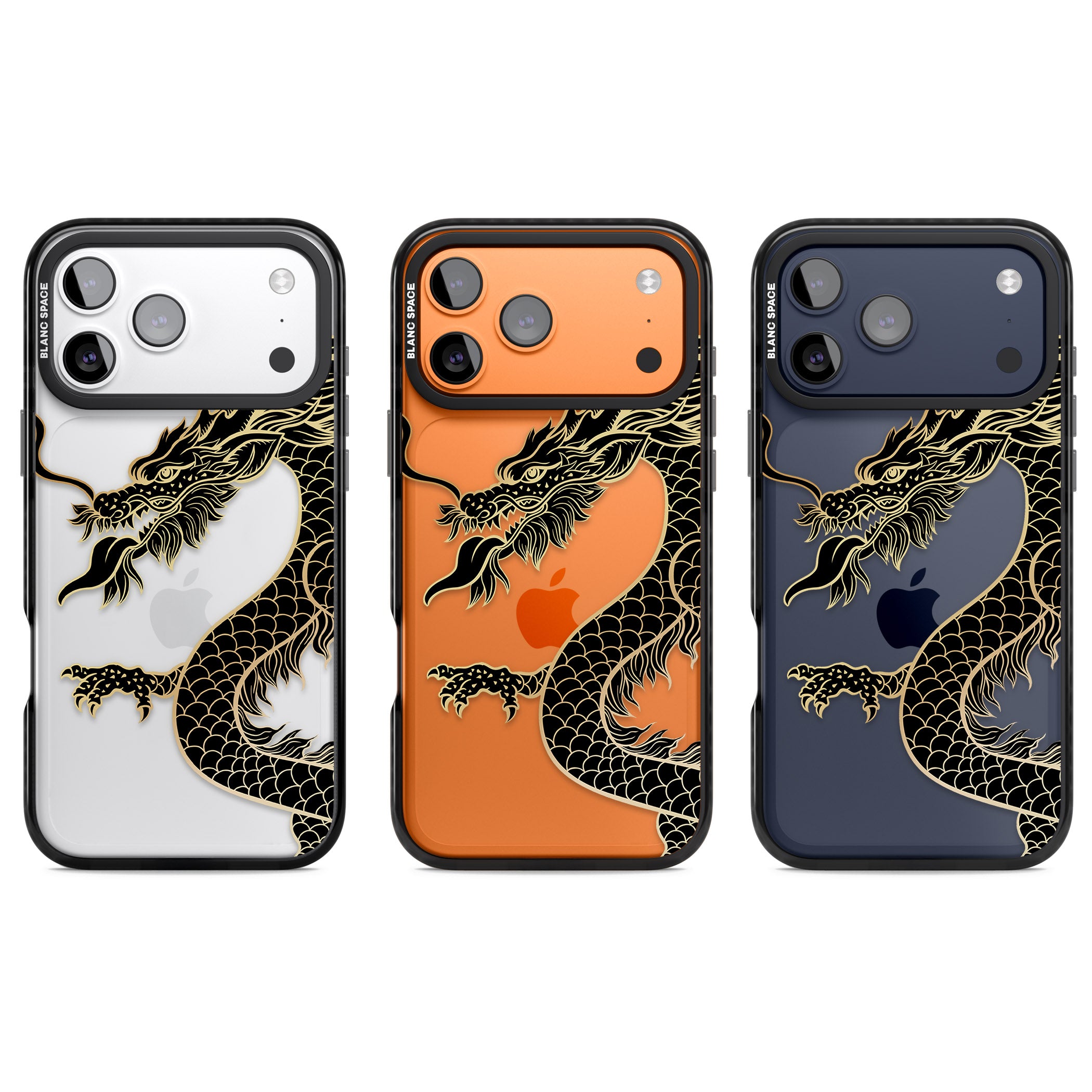 Large Black Dragon iPhone 17 Pro Impact Black Phone Case APT Impact Protection