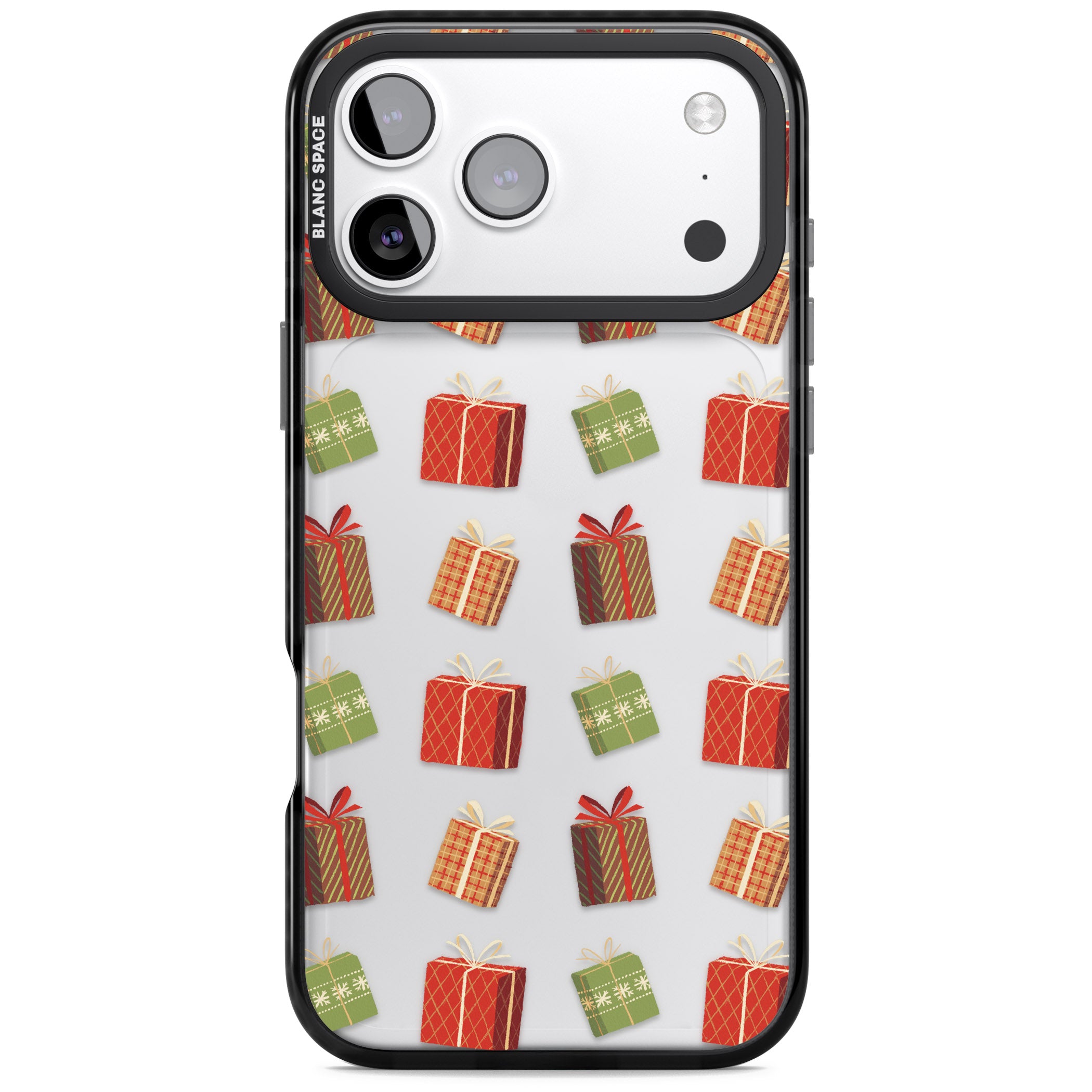 Christmas Presents Pattern iPhone 17 Pro Impact Black Phone Case