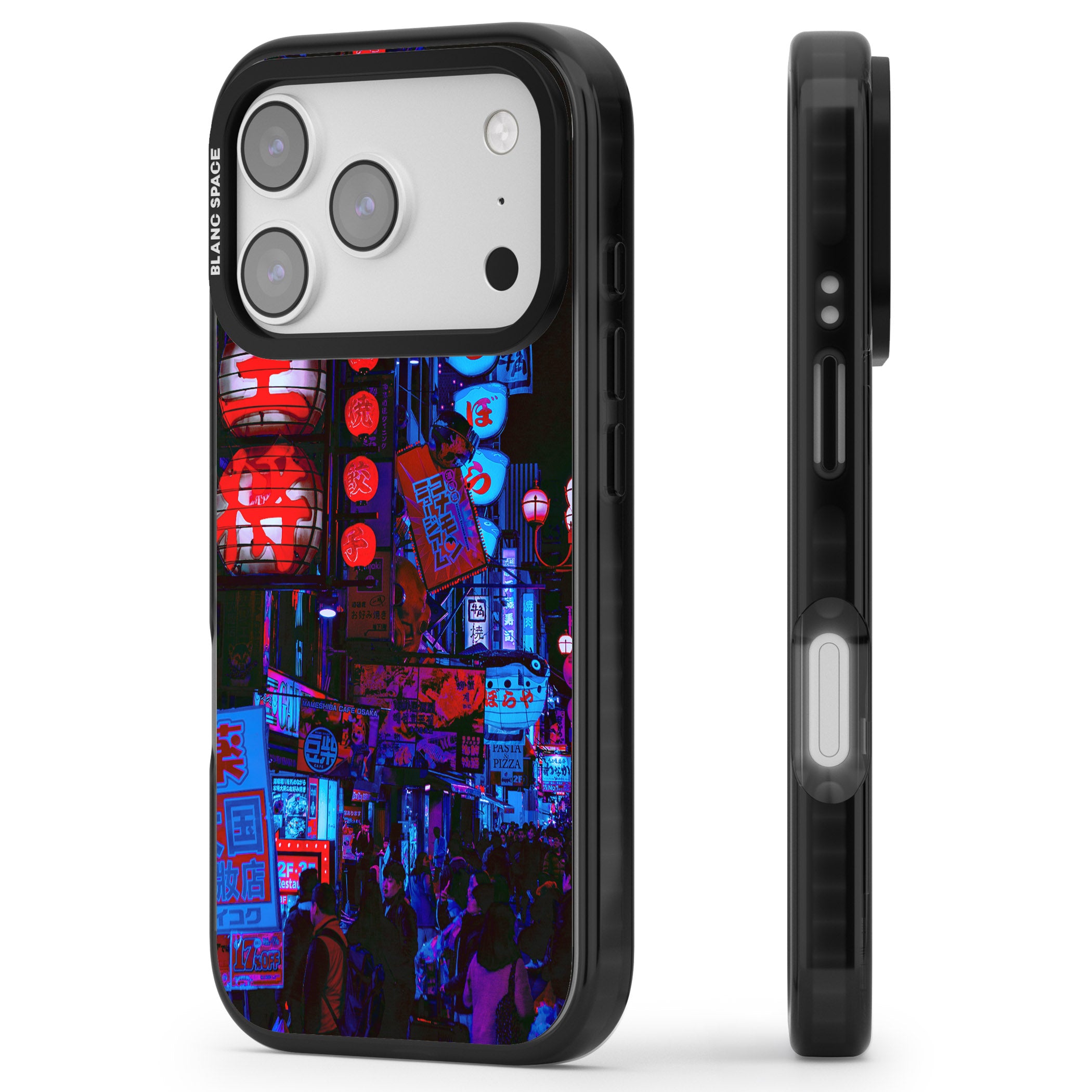 Neon City Nights iPhone 17 Pro Impact Black Phone Case Side Profile