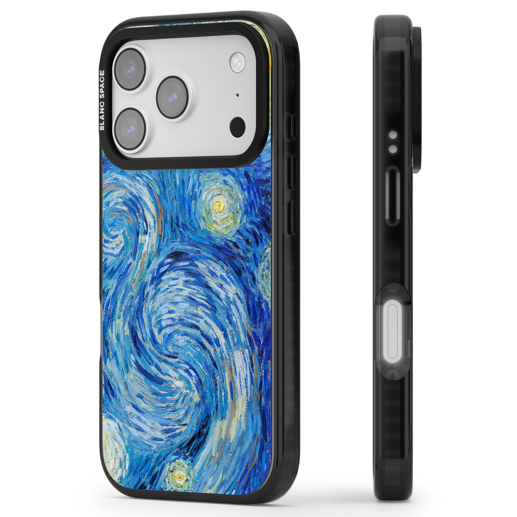 The Starry Night By Vincent Van Gogh iPhone 17 Pro Impact Black Phone Case Side Profile