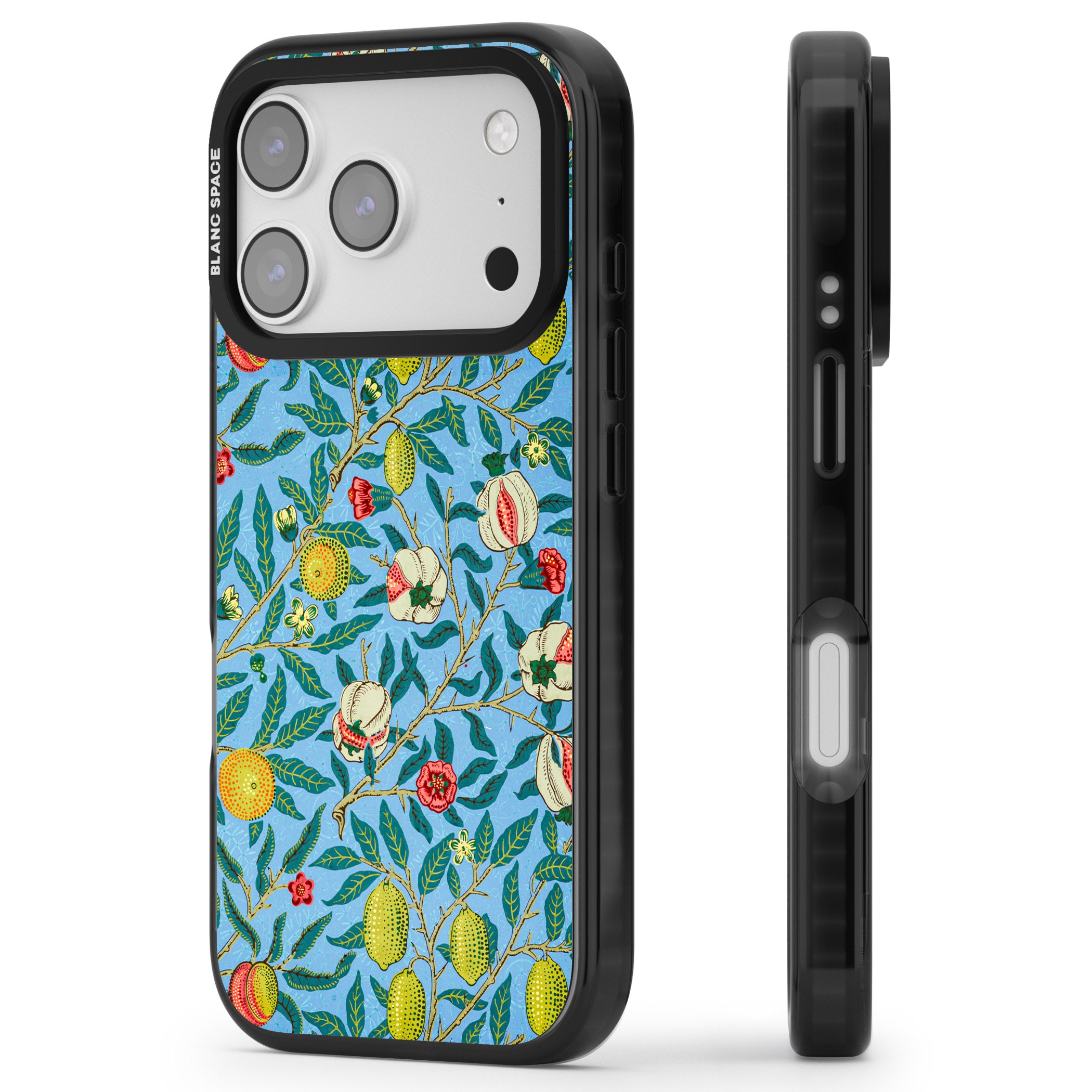 Vintage Fruits iPhone 17 Pro Impact Black Phone Case Side Profile