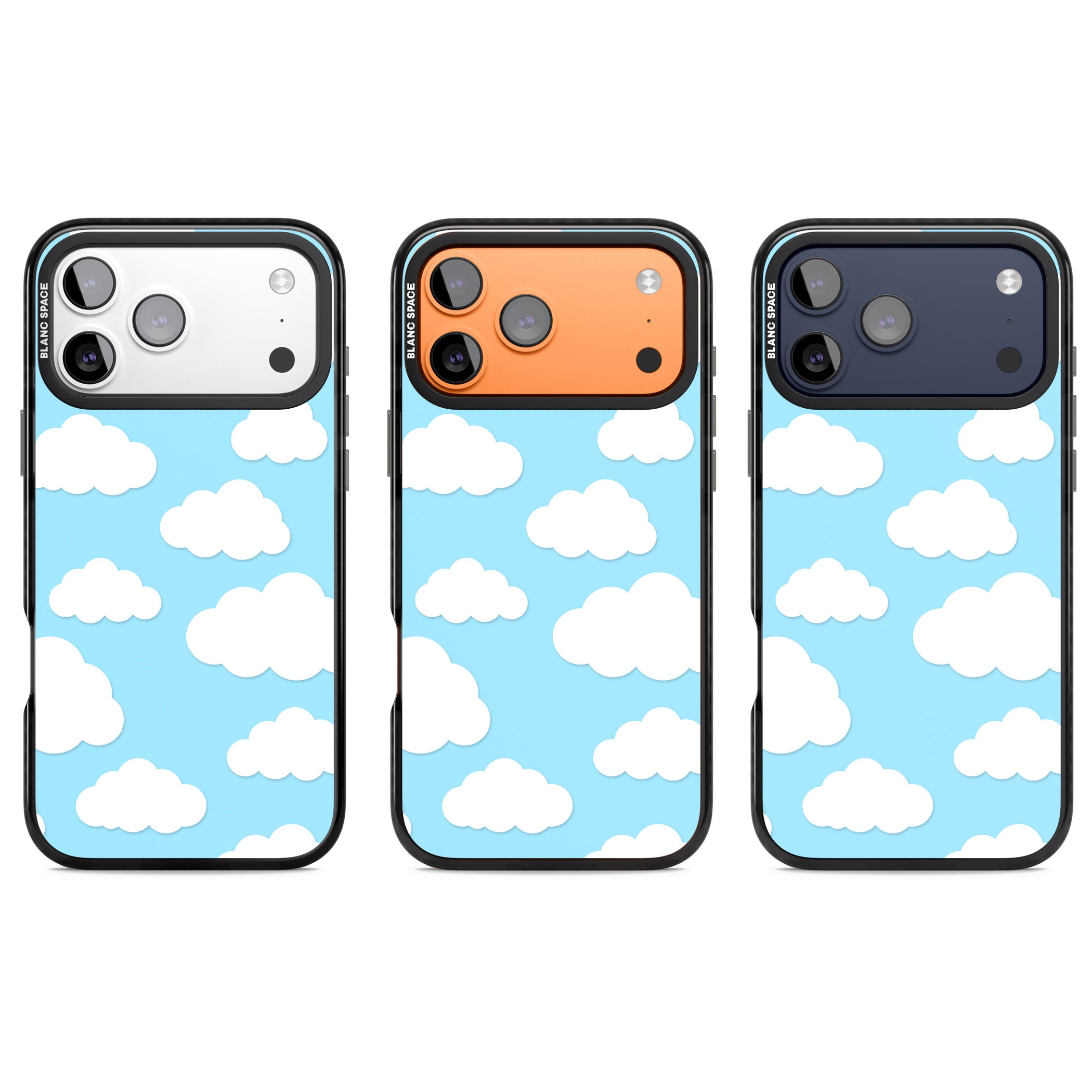 Blue Sky & Clouds Pattern iPhone 17 Pro Impact Black Phone Case APT Impact Protection