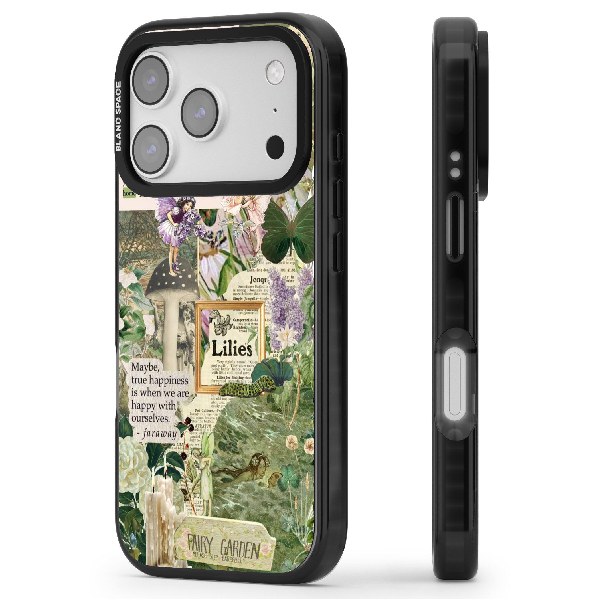Fairy Garden iPhone 17 Pro Impact Black Phone Case Side Profile