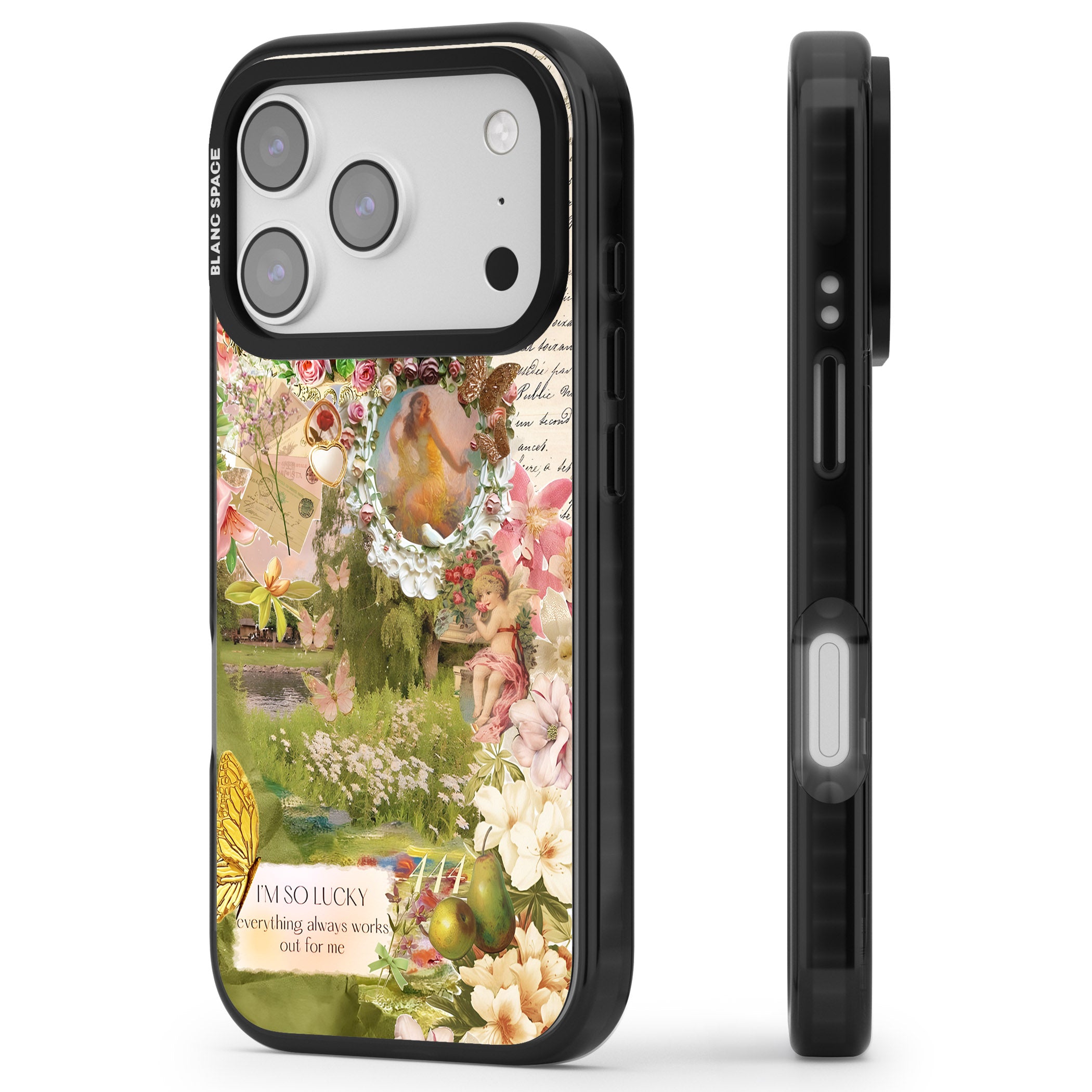Nature in Pink iPhone 17 Pro Impact Black Phone Case Side Profile
