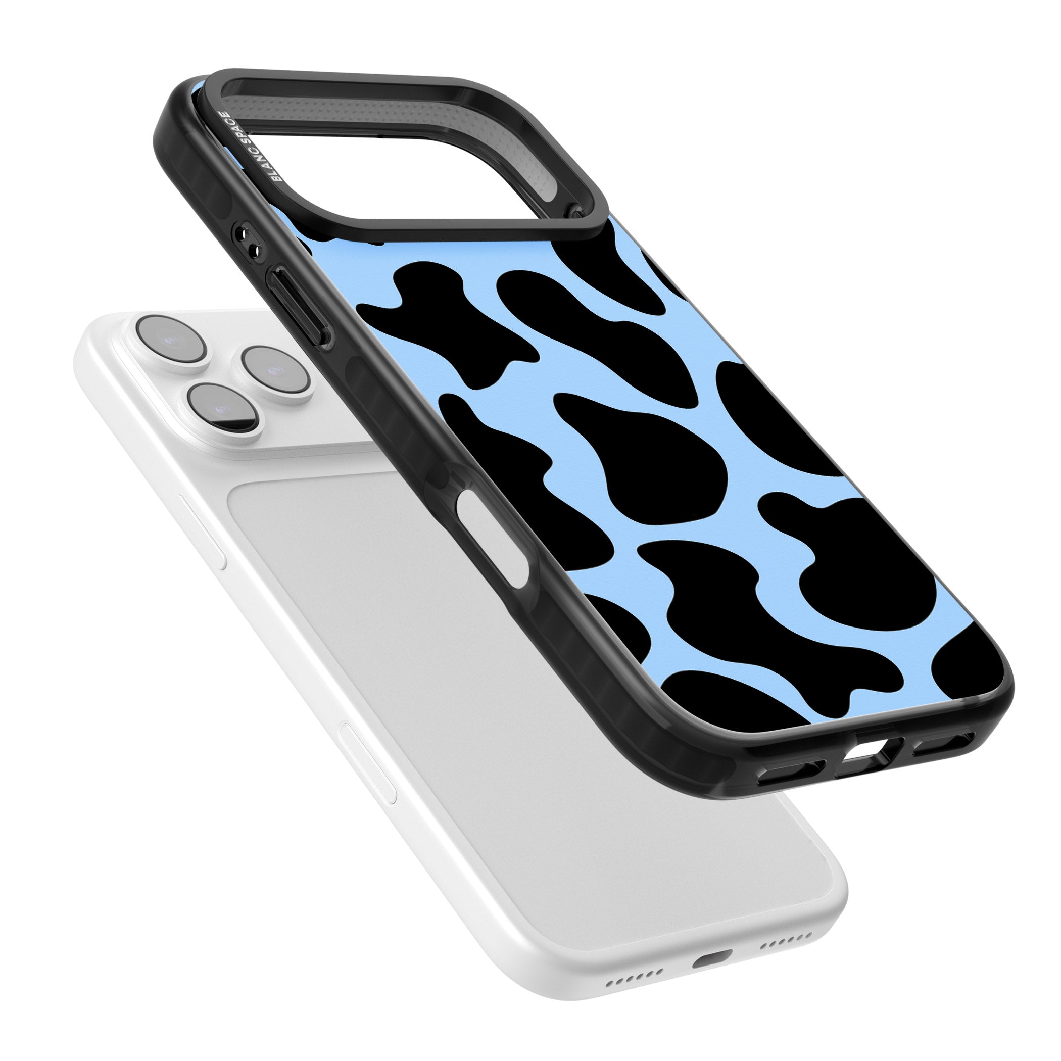 Blue And Black Cow Print iPhone 17 Pro Max Impact Black Phone Case Colours