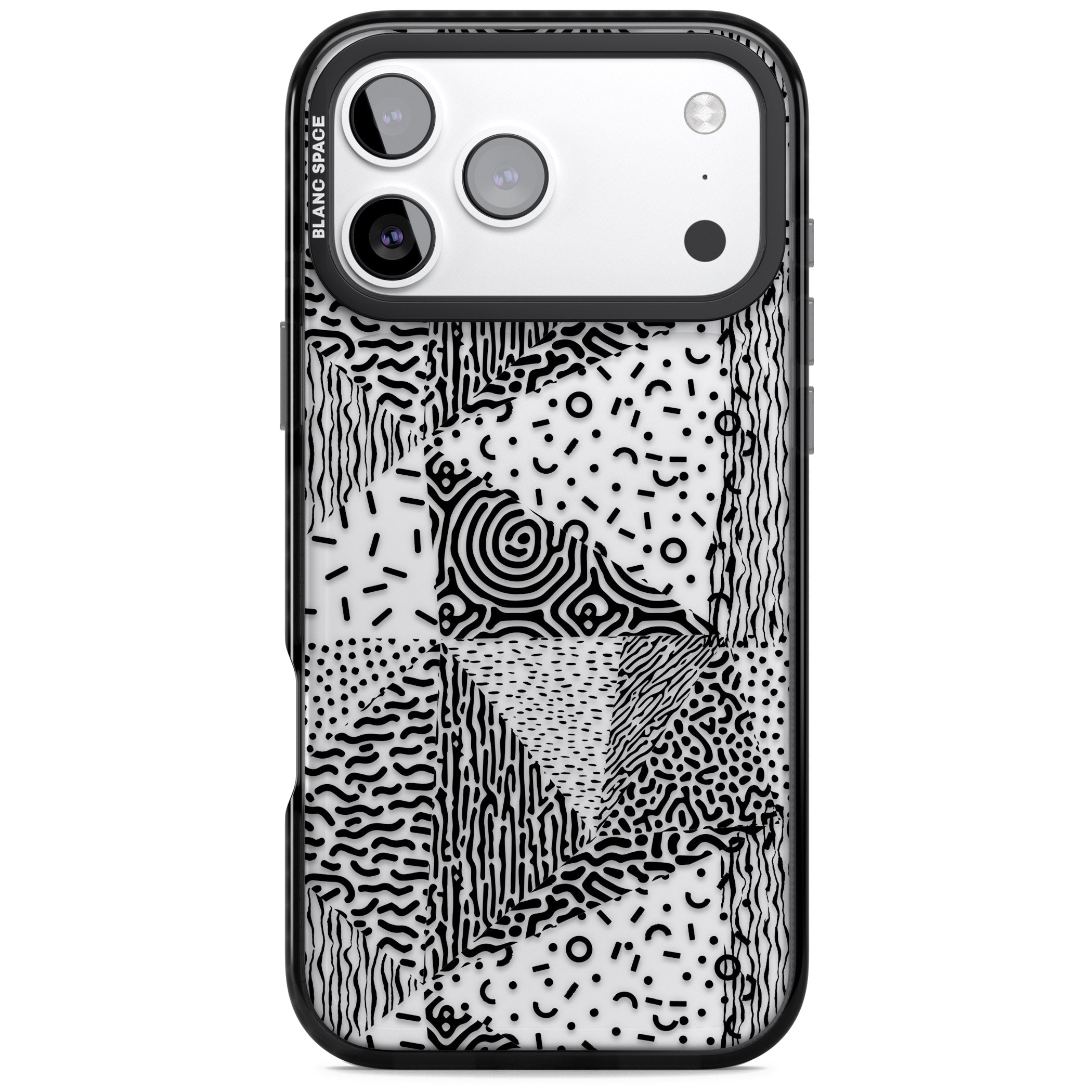 Monochrome Pattern iPhone 17 Pro Impact Black Phone Case