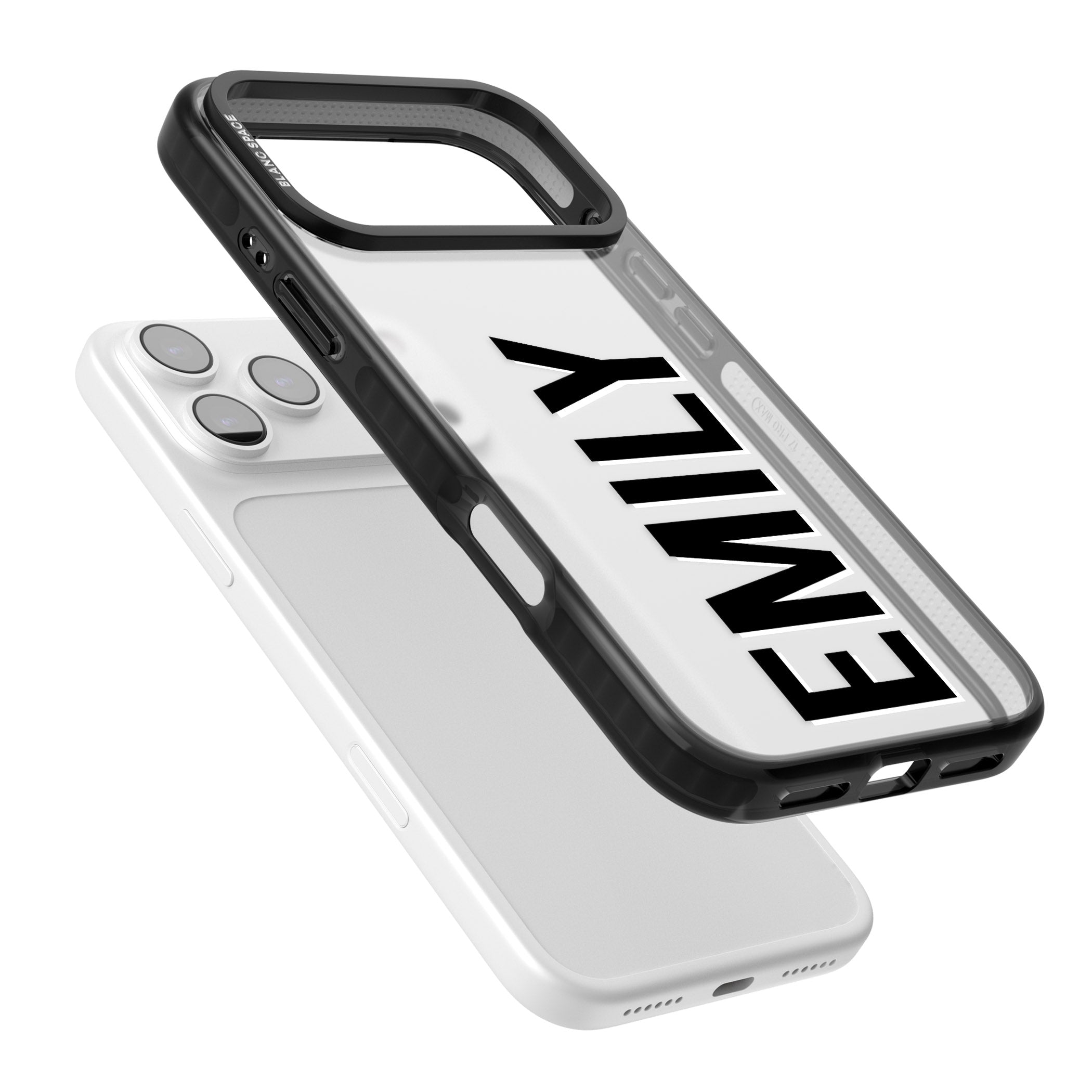 Personalised Vertical Name iPhone 17 Pro Impact Black Phone Case Colours