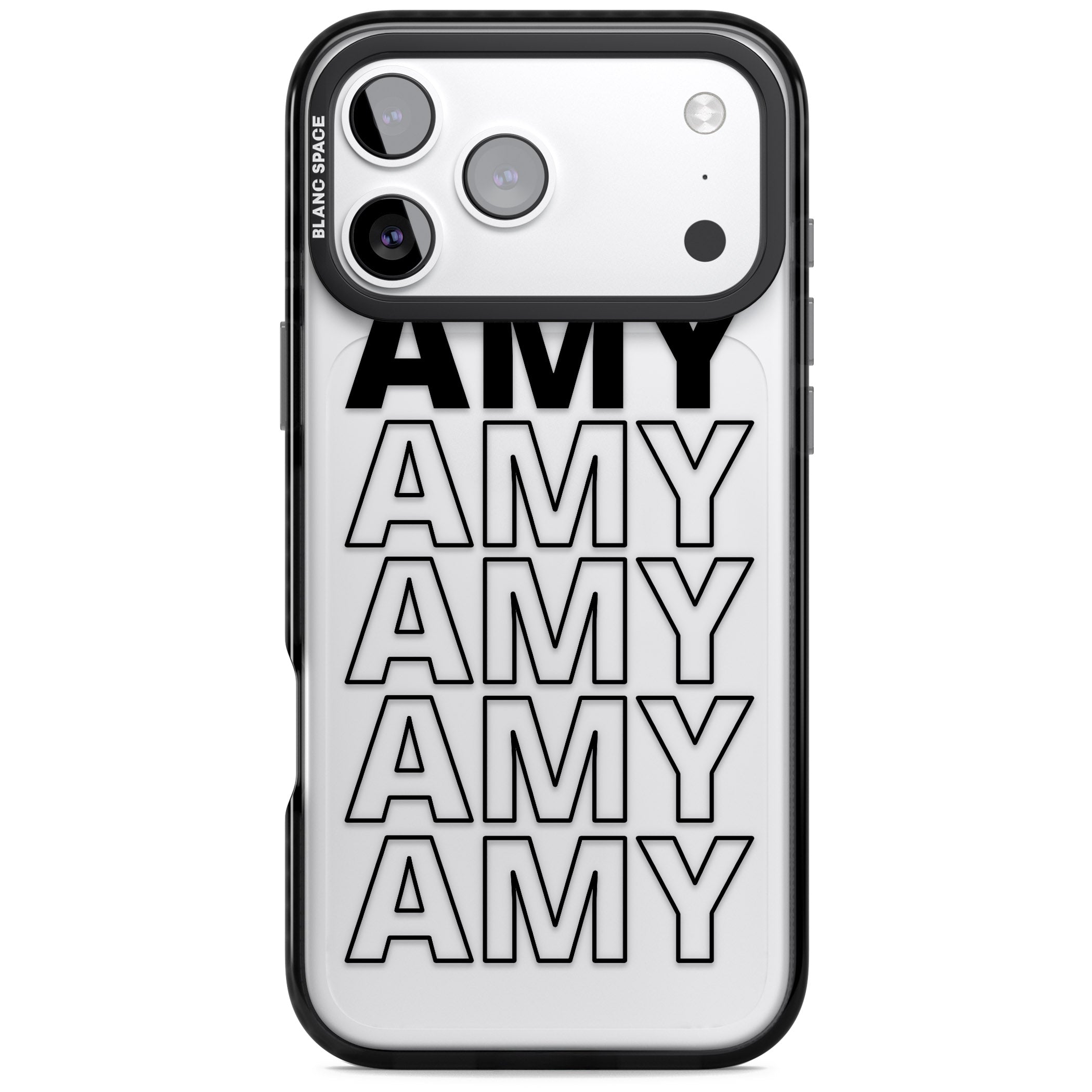 Personalised Bold Name Repetition iPhone 17 Pro Impact Black Phone Case