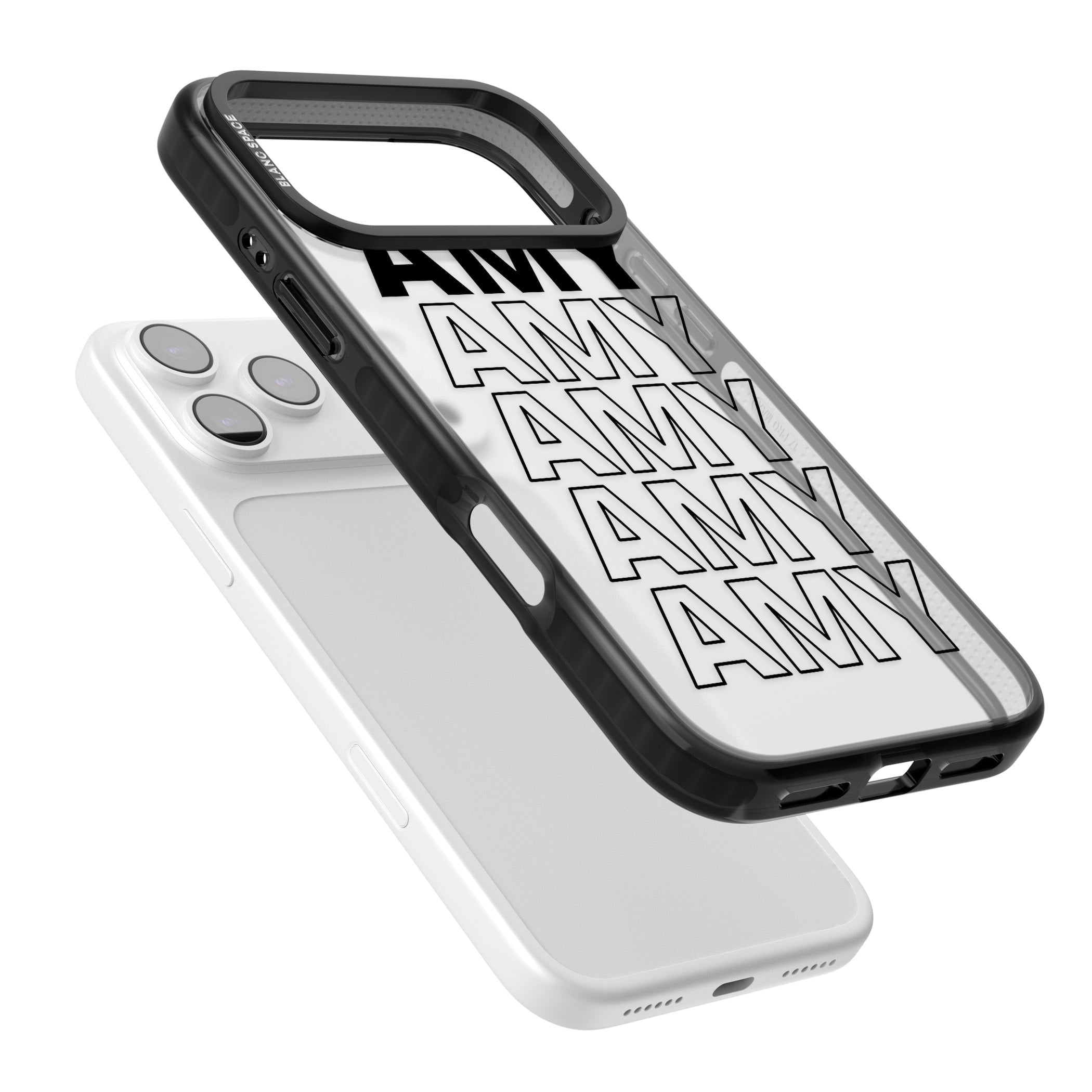 Personalised Bold Name Repetition iPhone 17 Pro Impact Black Phone Case Colours