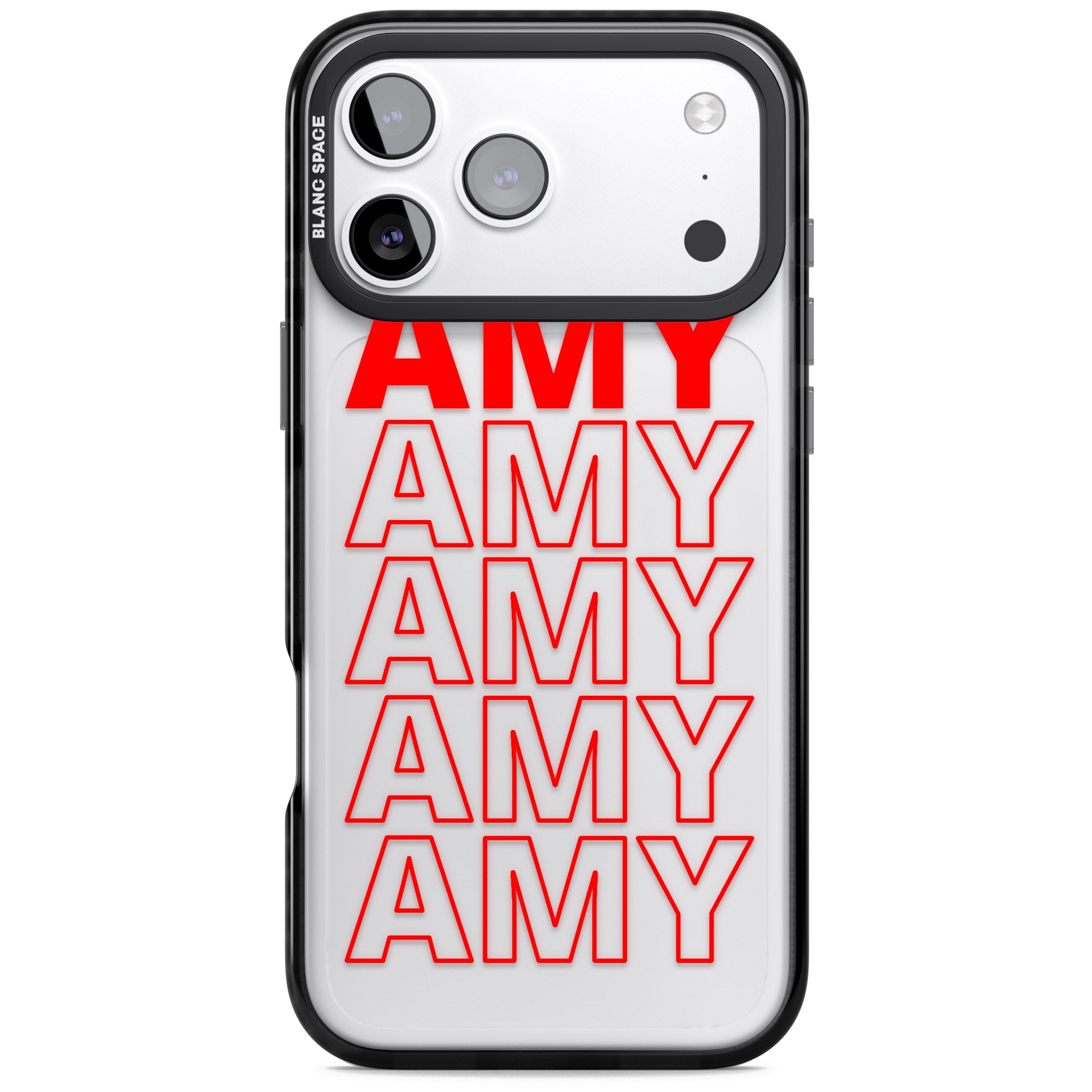 Personalised Bold Name Repeat iPhone 17 Pro Impact Black Phone Case