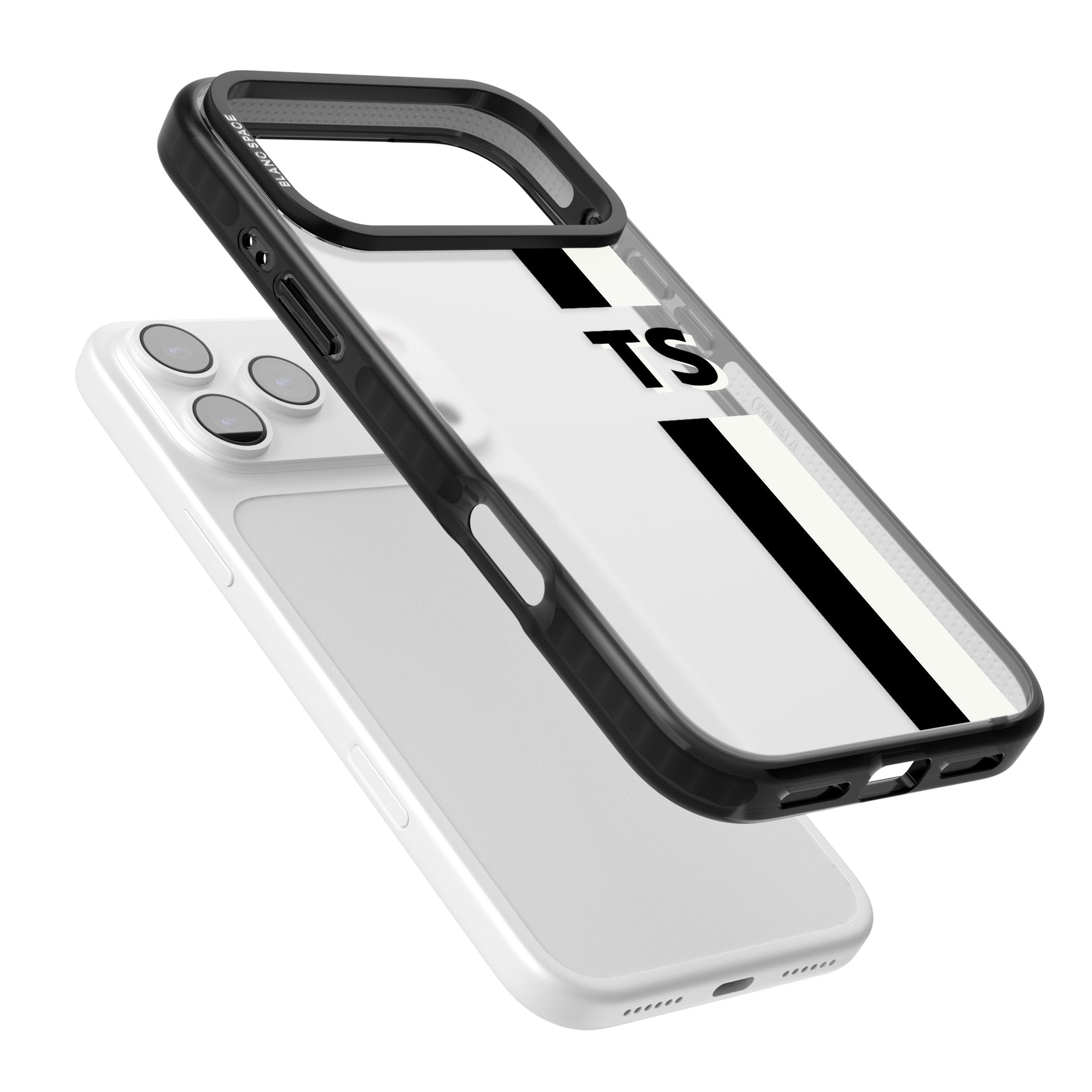 Personalised Black And White Stripe iPhone 17 Pro Impact Black Phone Case Colours