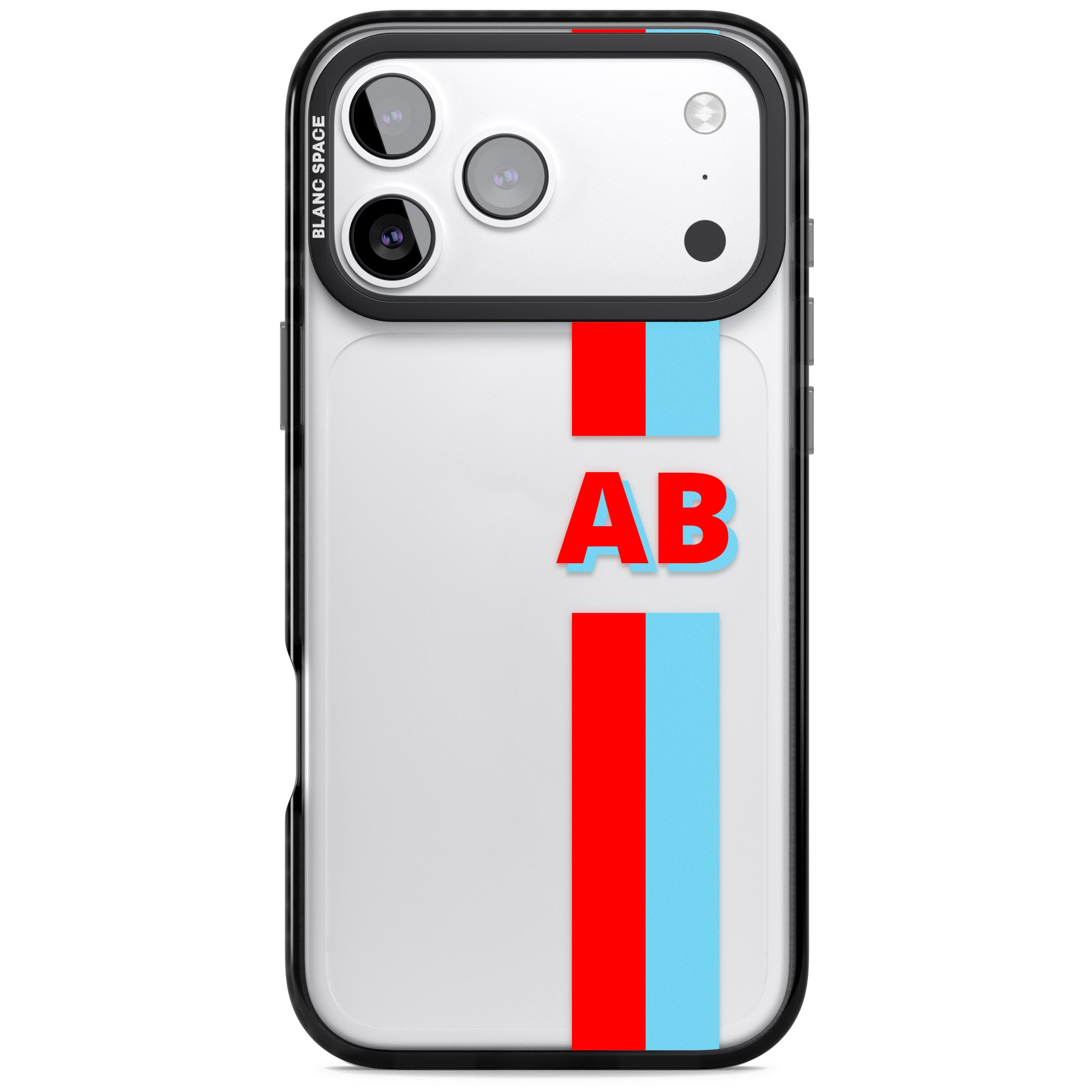 Personalised Bold Striped iPhone 17 Pro Impact Black Phone Case