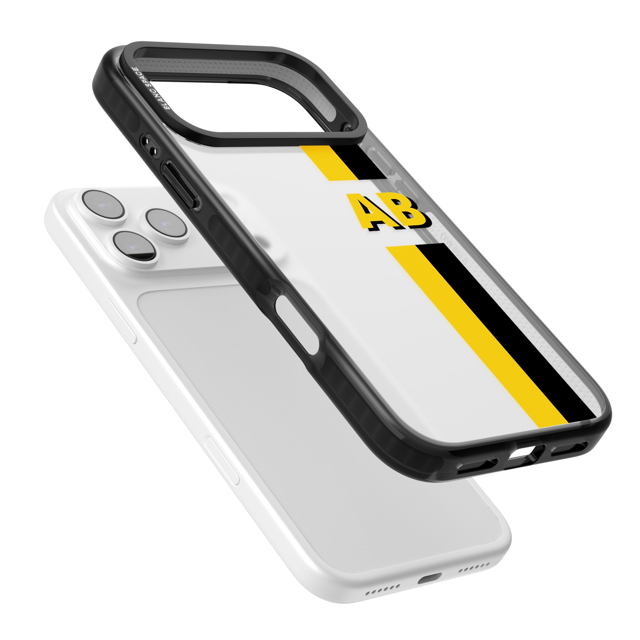 Personalised Bold Name Striped iPhone 17 Pro Max Impact Black Phone Case Colours