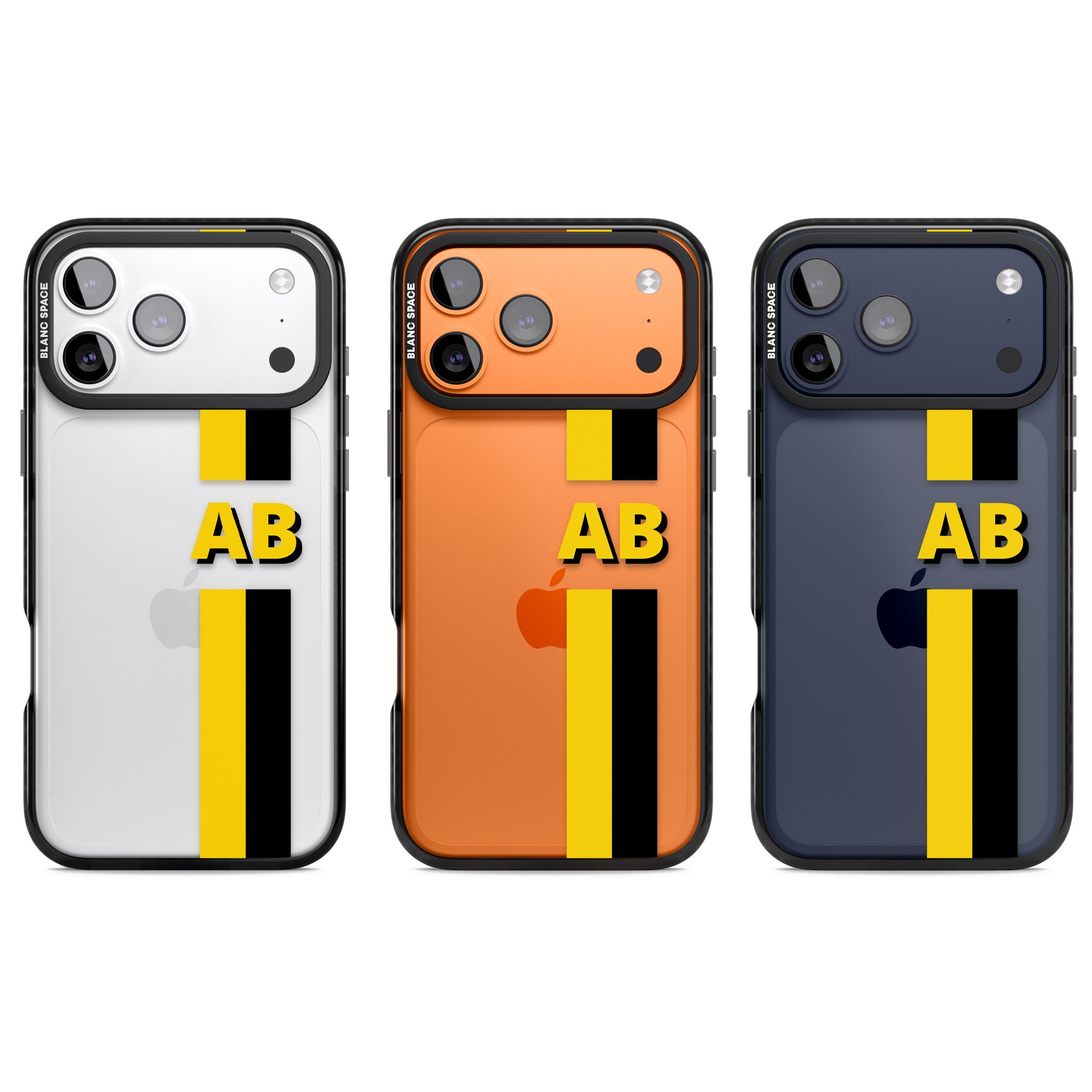 Personalised Bold Name Striped iPhone 17 Pro Impact Black Phone Case APT Impact Protection